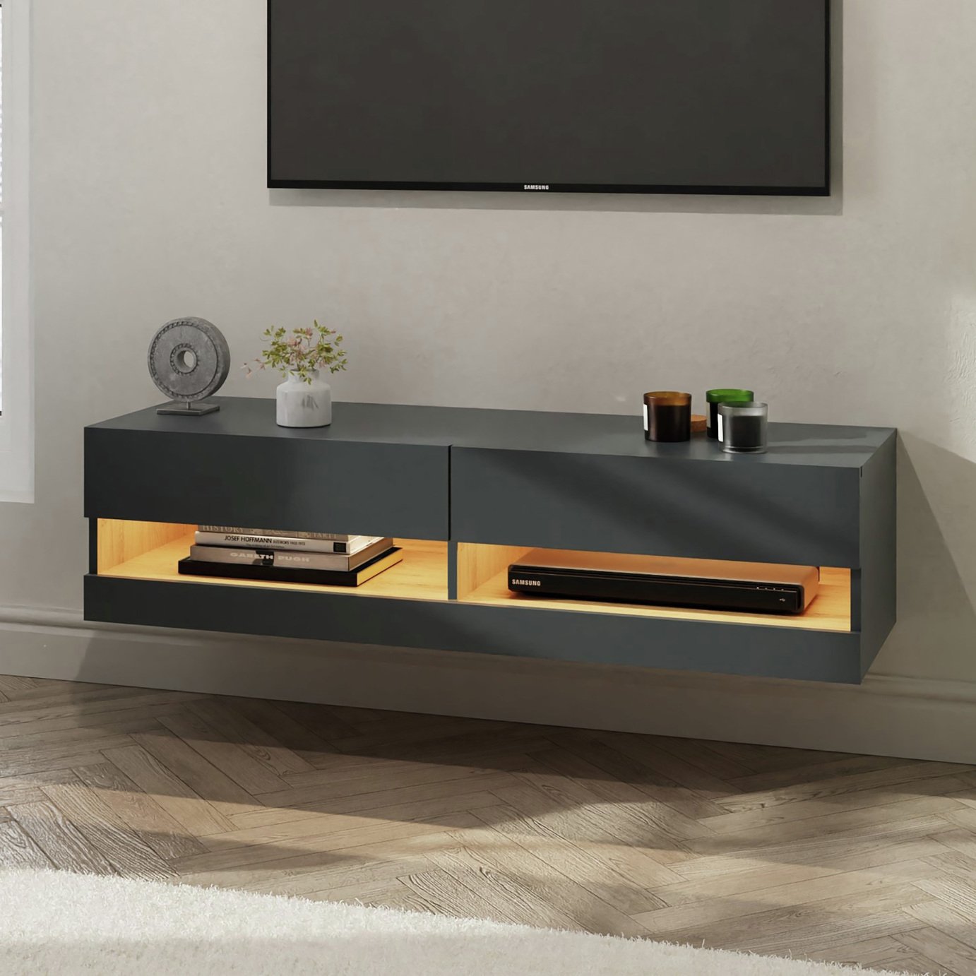 GFW Leon 120cm LED Wall TV Unit - Anthracite