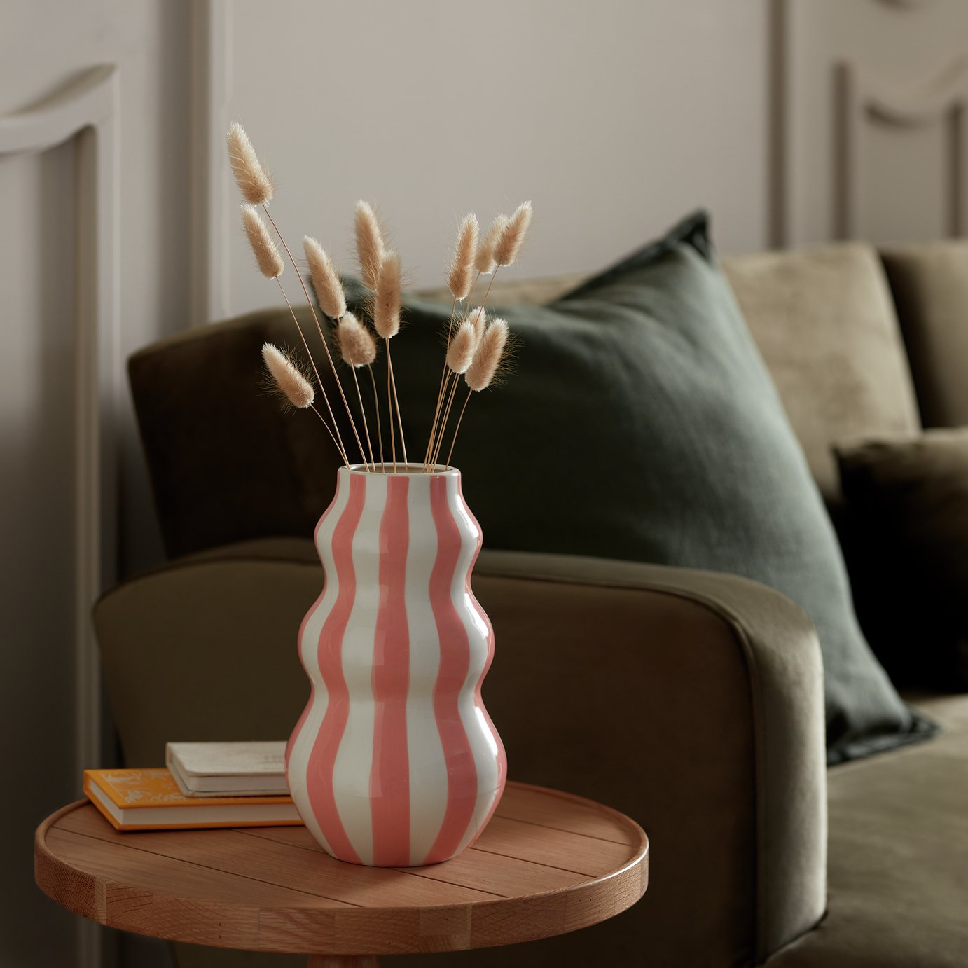 Habitat Hand Painted Stripe Vase - Pink