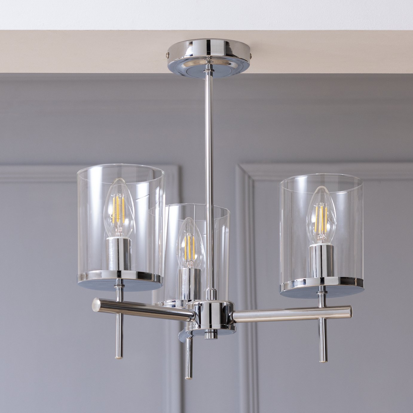 Argos Home Uplighter Steel Flush Ceiling Light - Chrome