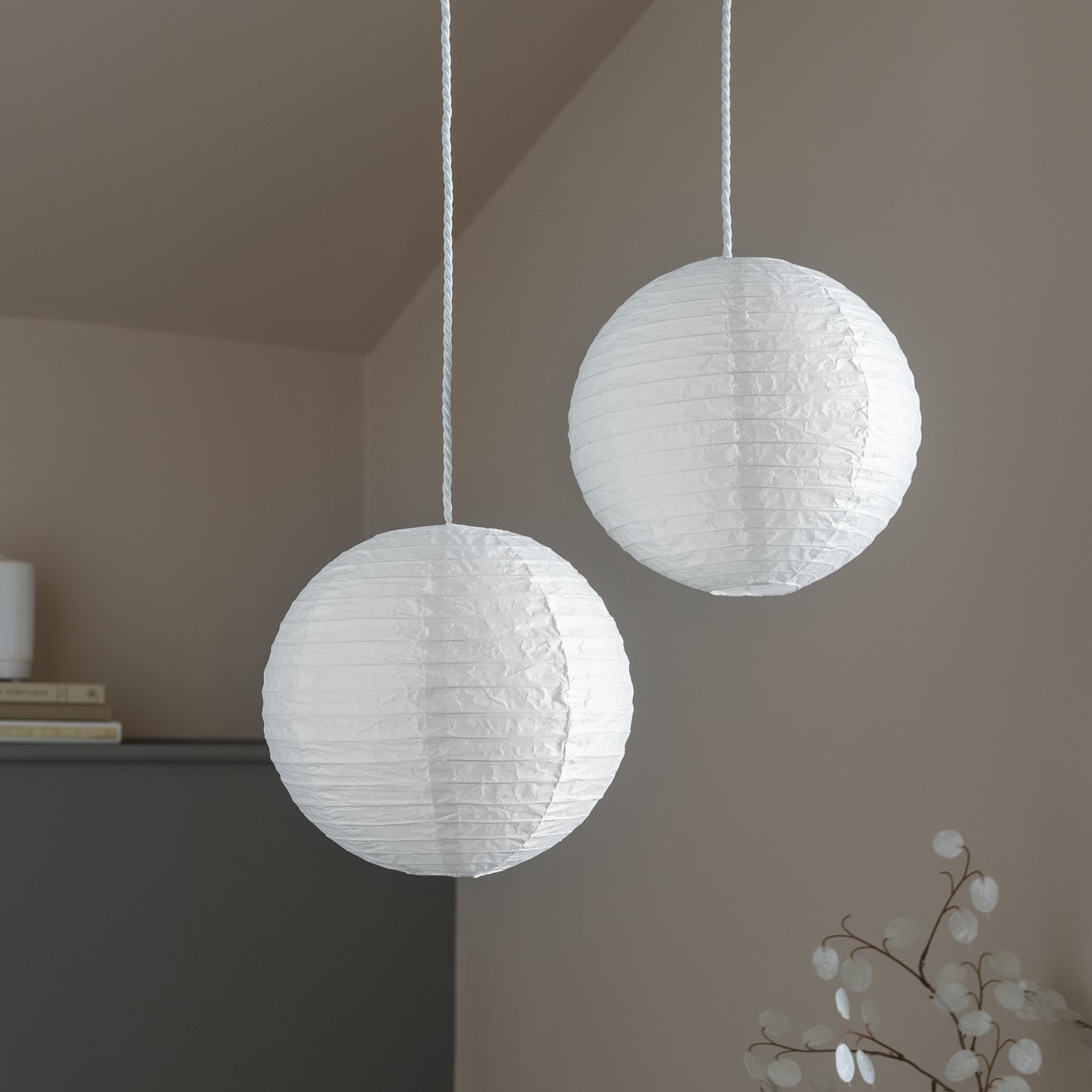 Home Essentials Pack of 2 Paper Circular Lampshade 