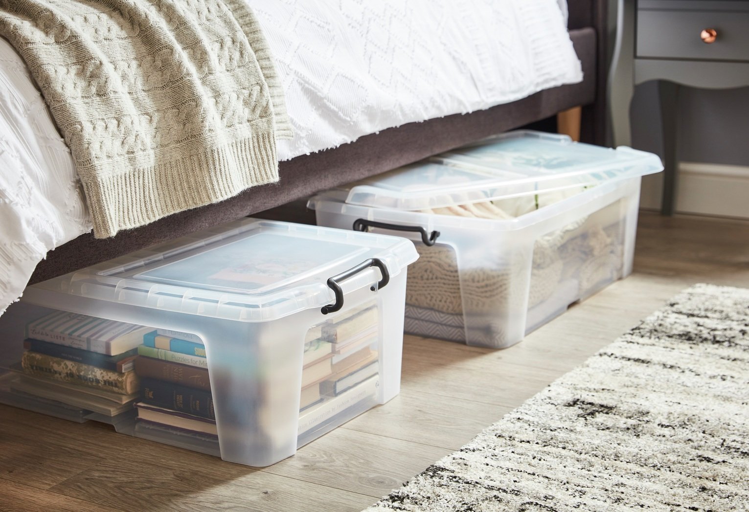 Strata Smart 2 x 50L Underbed Recycled Plastic Storage Boxes