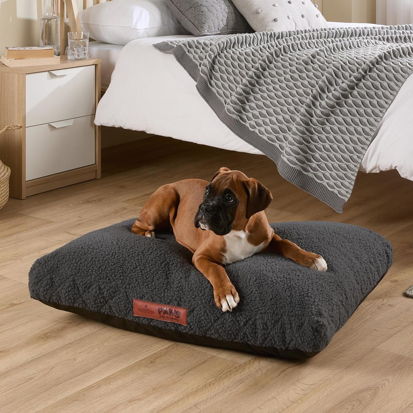 Paws For Slumber Sherpa Charcoal Pet Bed-Medium