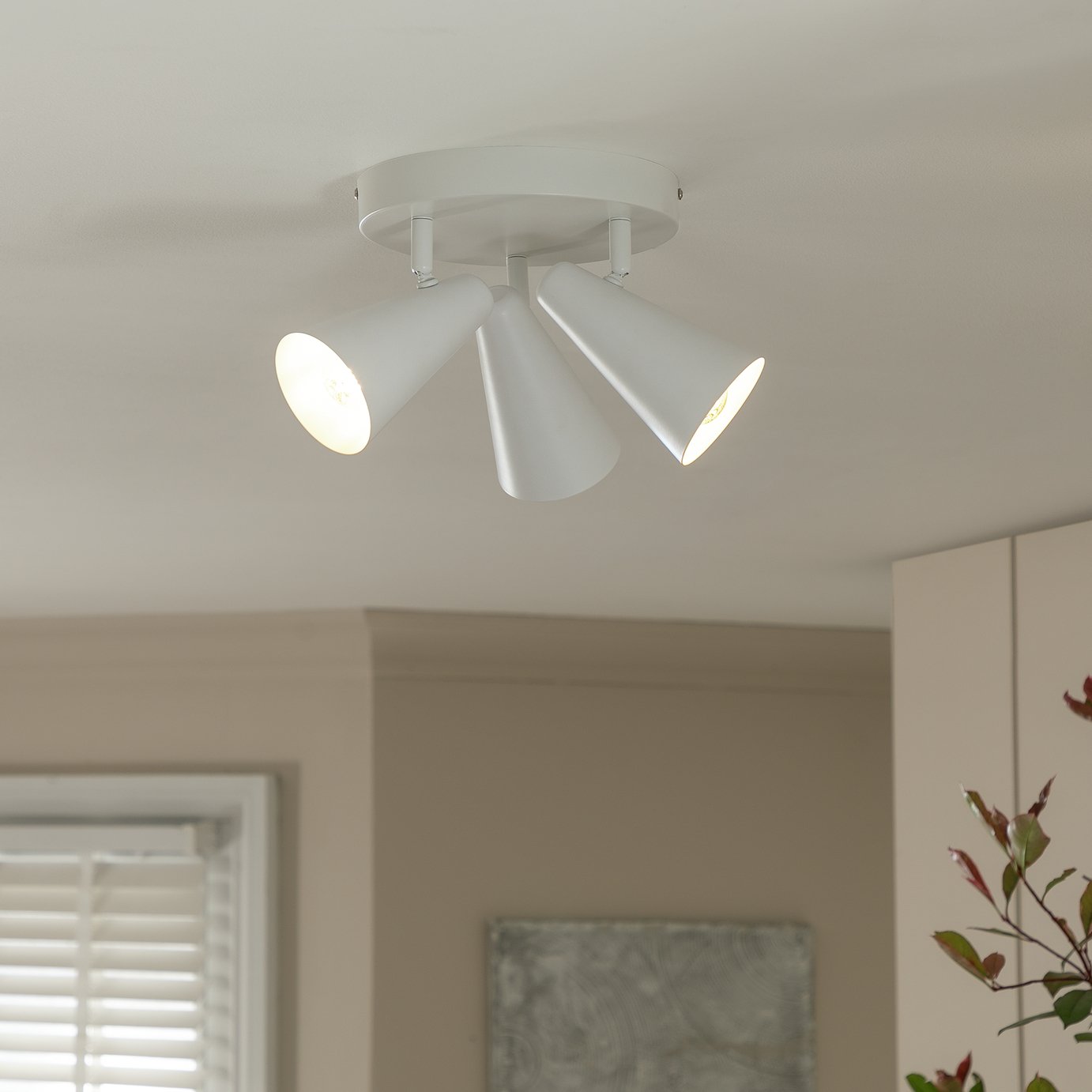 Habitat Steel 3 Lights Spotlight Plate - Matt White