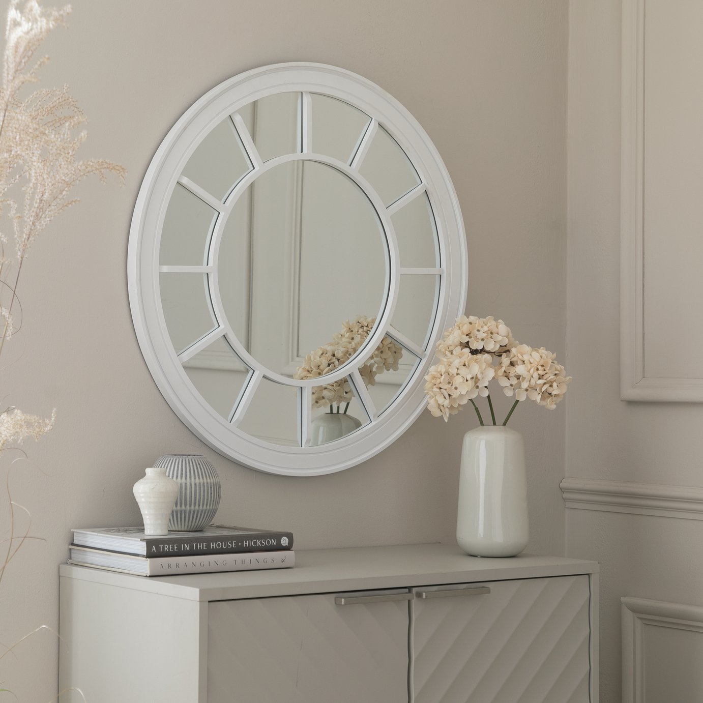 Argos Home White Window Round Wall Mirror - 71x71cm