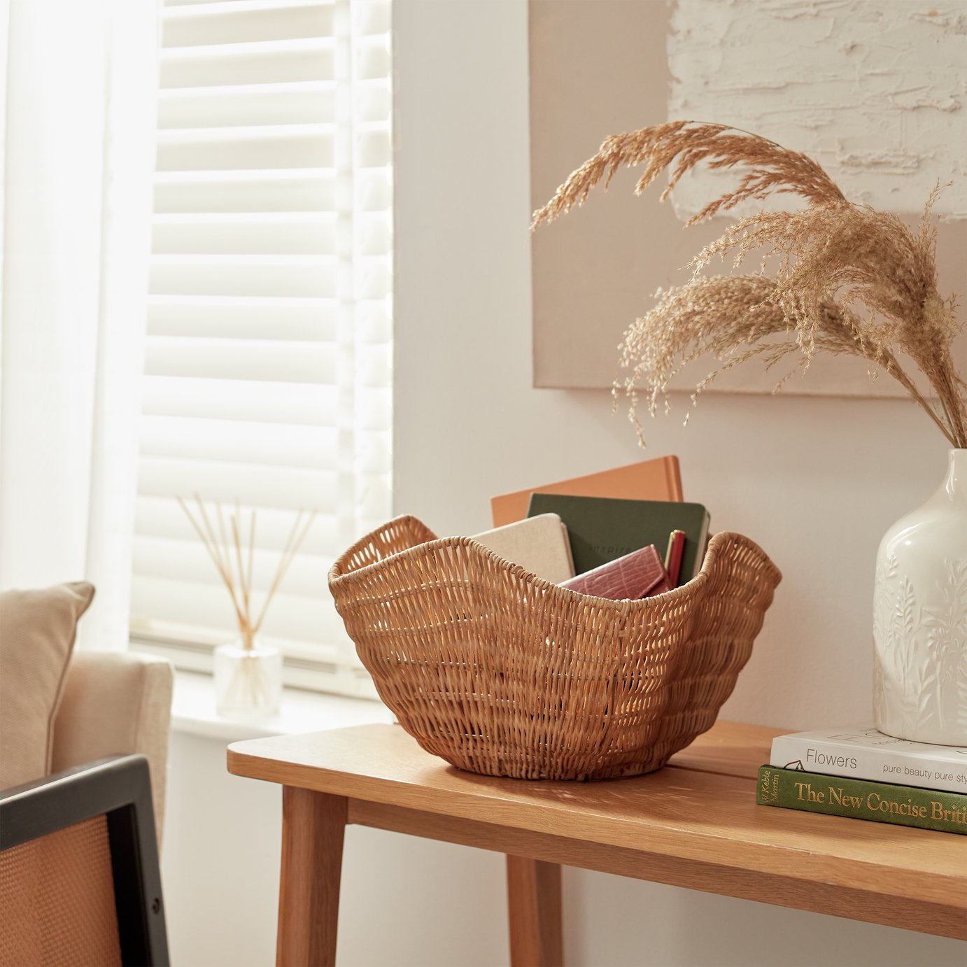 Habitat Rattan Wave Storage Basket - Natural