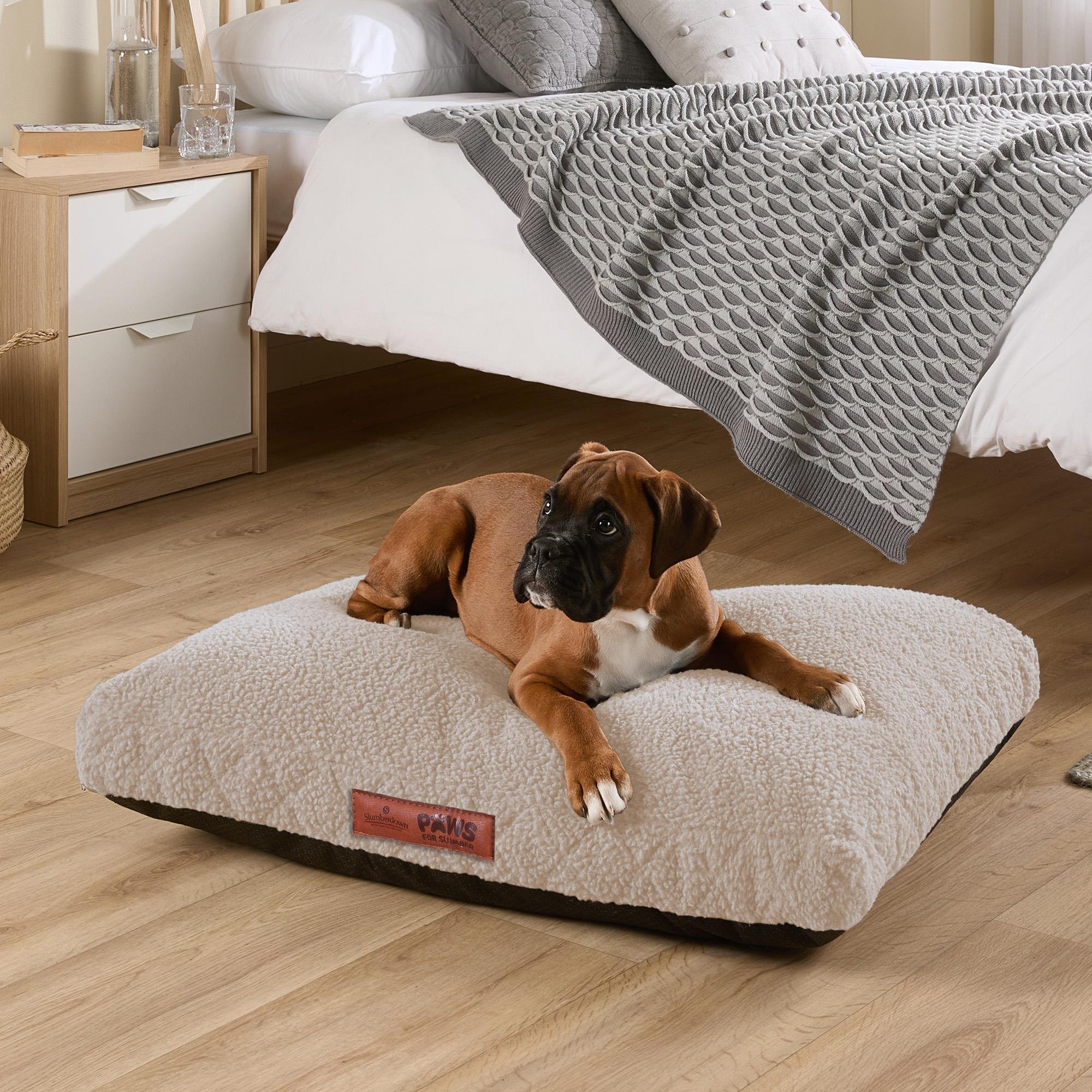 Paws For Slumber Sherpa Natural Pet Bed-Medium