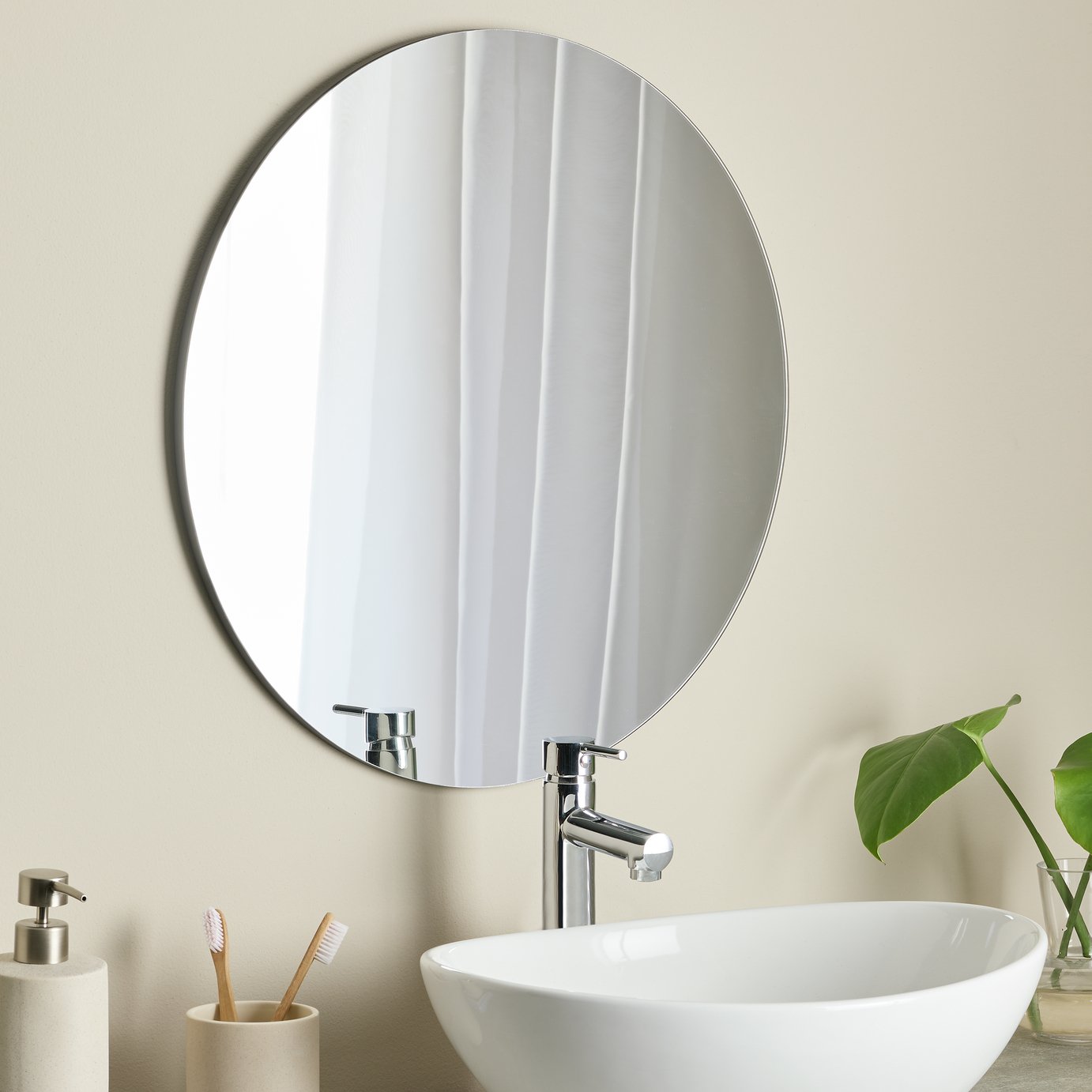 Innova Black Frameless Round Bathroom Wall Mirror - 50x50cm
