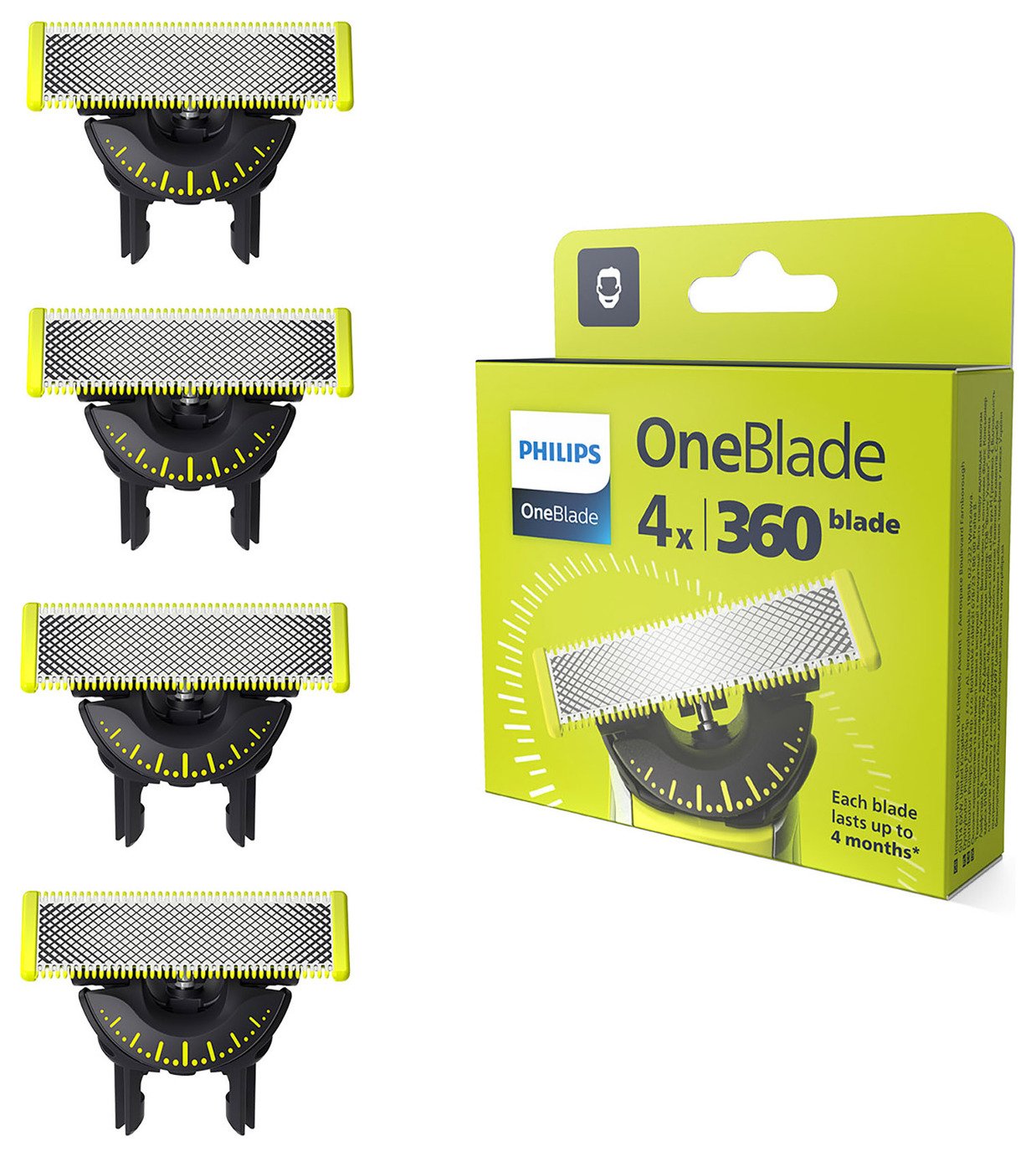 Philips OneBlade Replacement Razor Blade Heads x 4, QP440/50