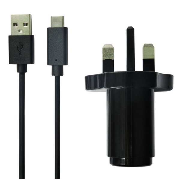 Buy USB C Mains Charger and Cable Black Mobile phone chargers