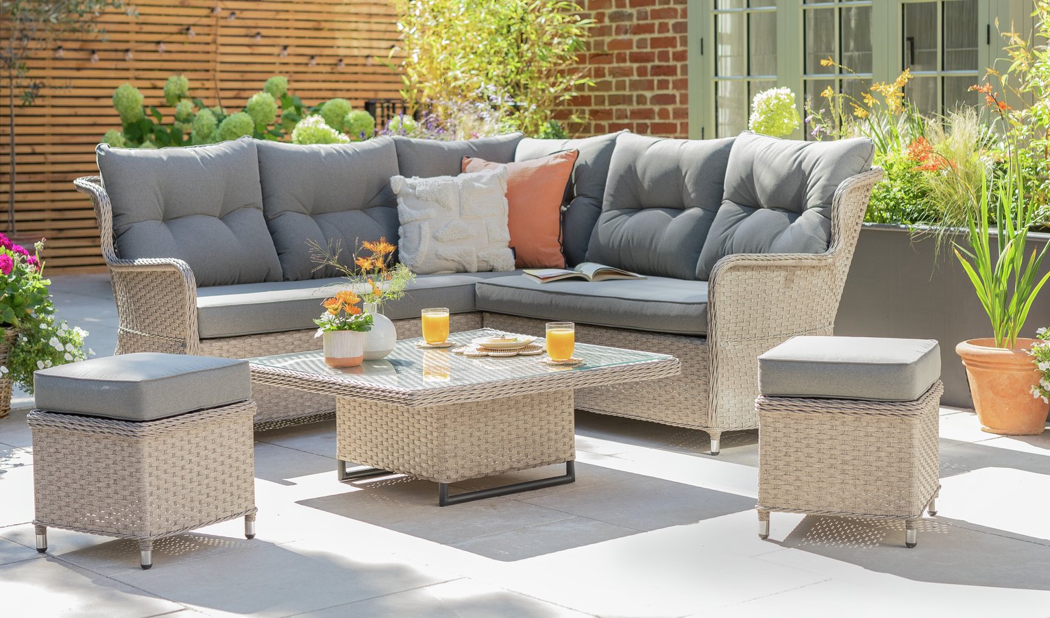 Argos Home Teramo 8 Seater Garden Corner Sofa Set - Grey