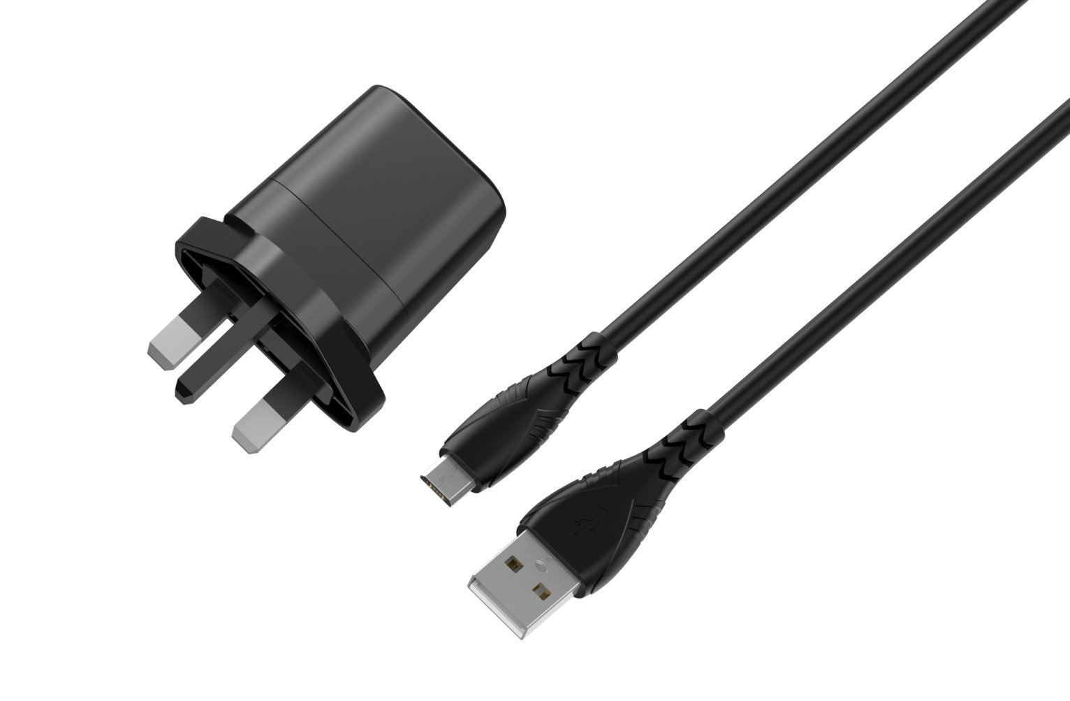 5W USB-A Mains Charger and Micro USB cable - Black