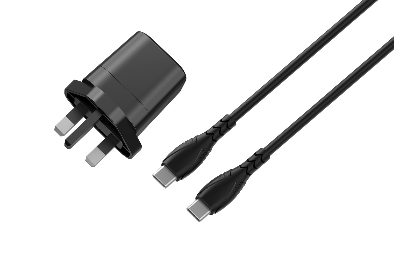 25W USB-C Mains Charger and USB-C Cable - Black