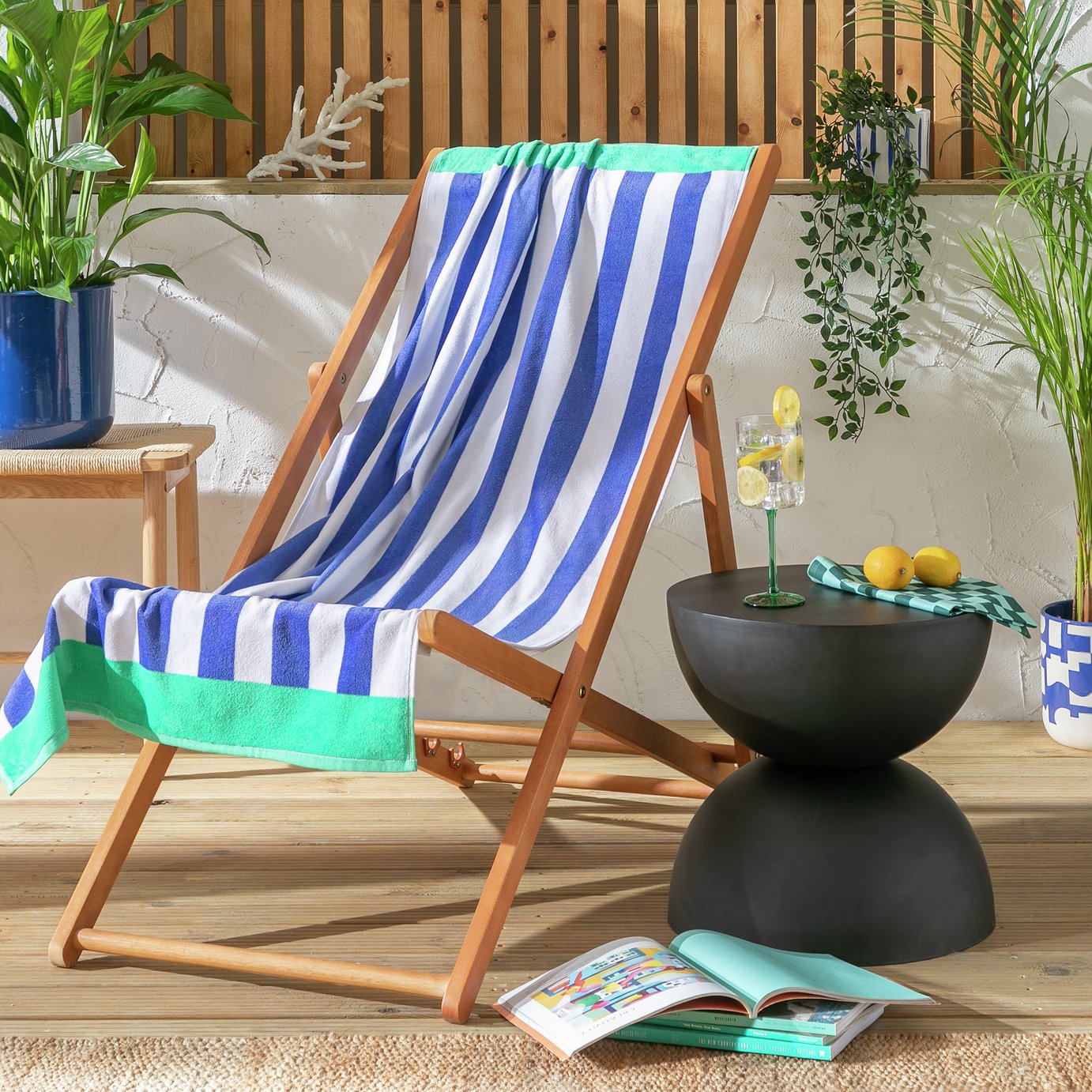 Argos Home Navy Stripe Beach Towel