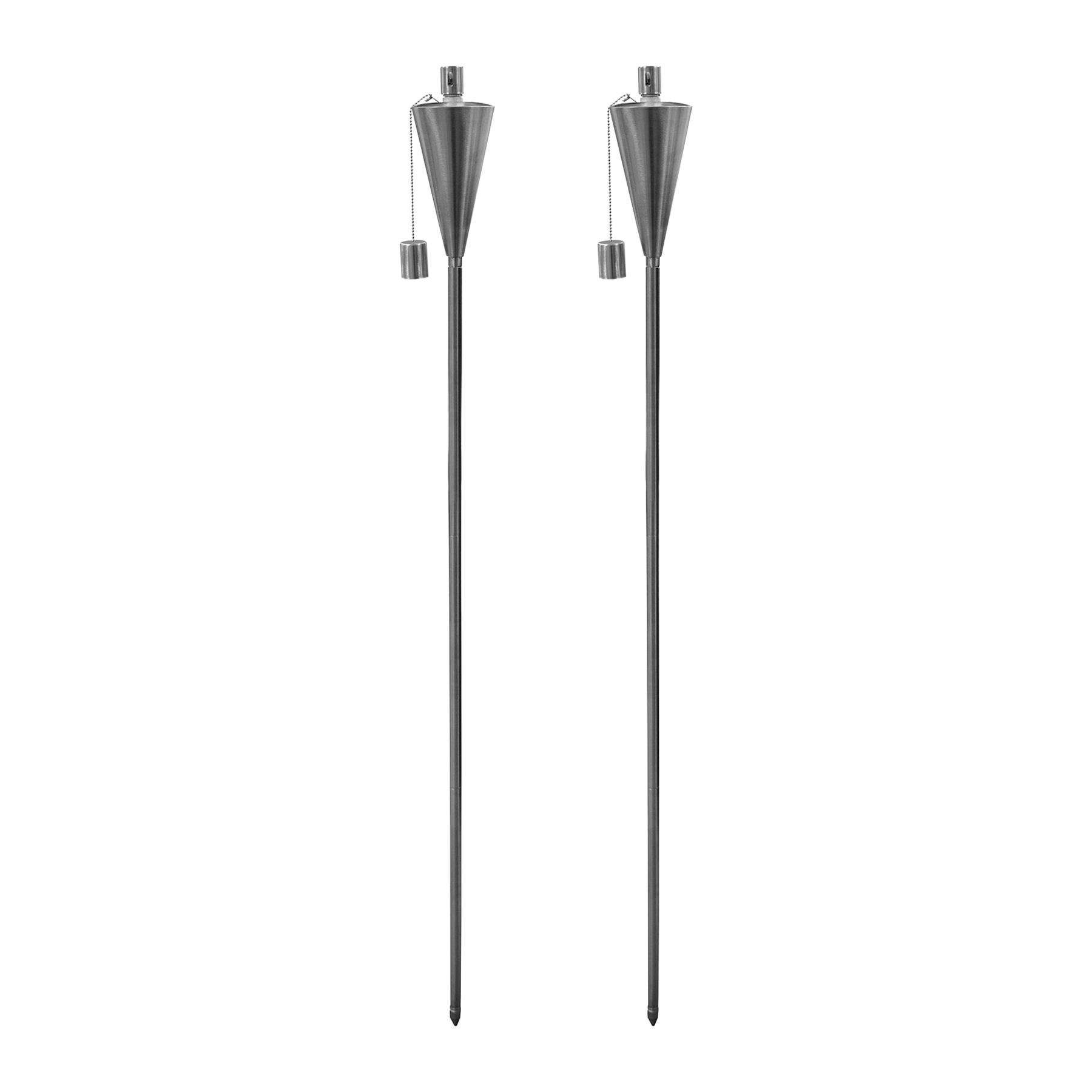Harbour Housewares Metal Cone Garden Fire Torches - 1.46m - Silver - Pack of 2