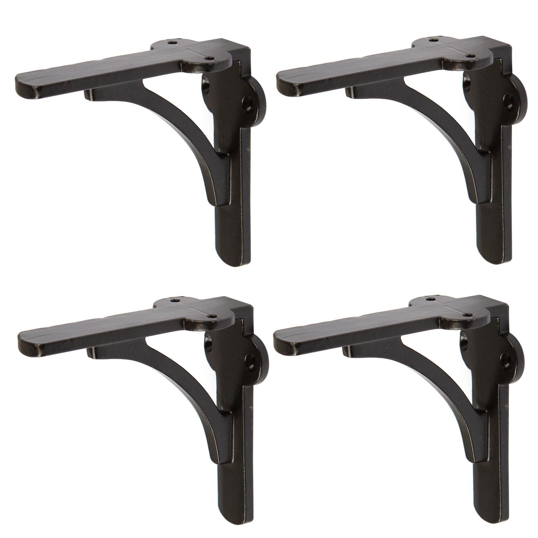 Hammer & Tongs Curved Iron Shelf Brackets - Black - Set of 4