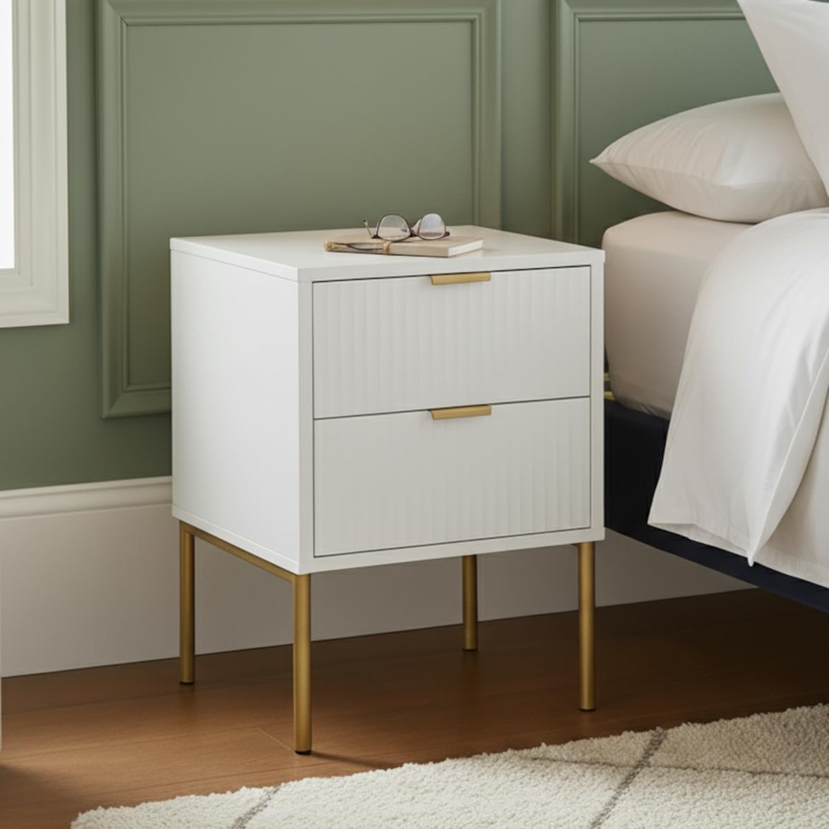 Home Treats Bedside Table Chest of 2 Drawers - White