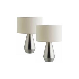 Habitat Maya Pair of Touch Table Lamps - Silver & Cream