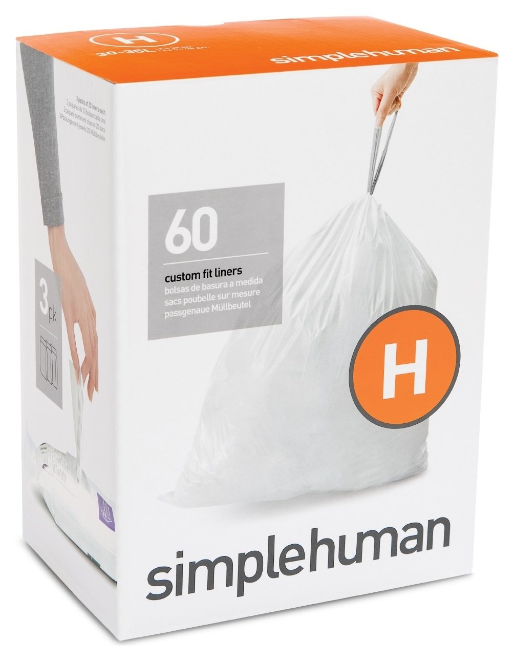 Simplehuman 35L Code H Bin Liners - Pack of 60