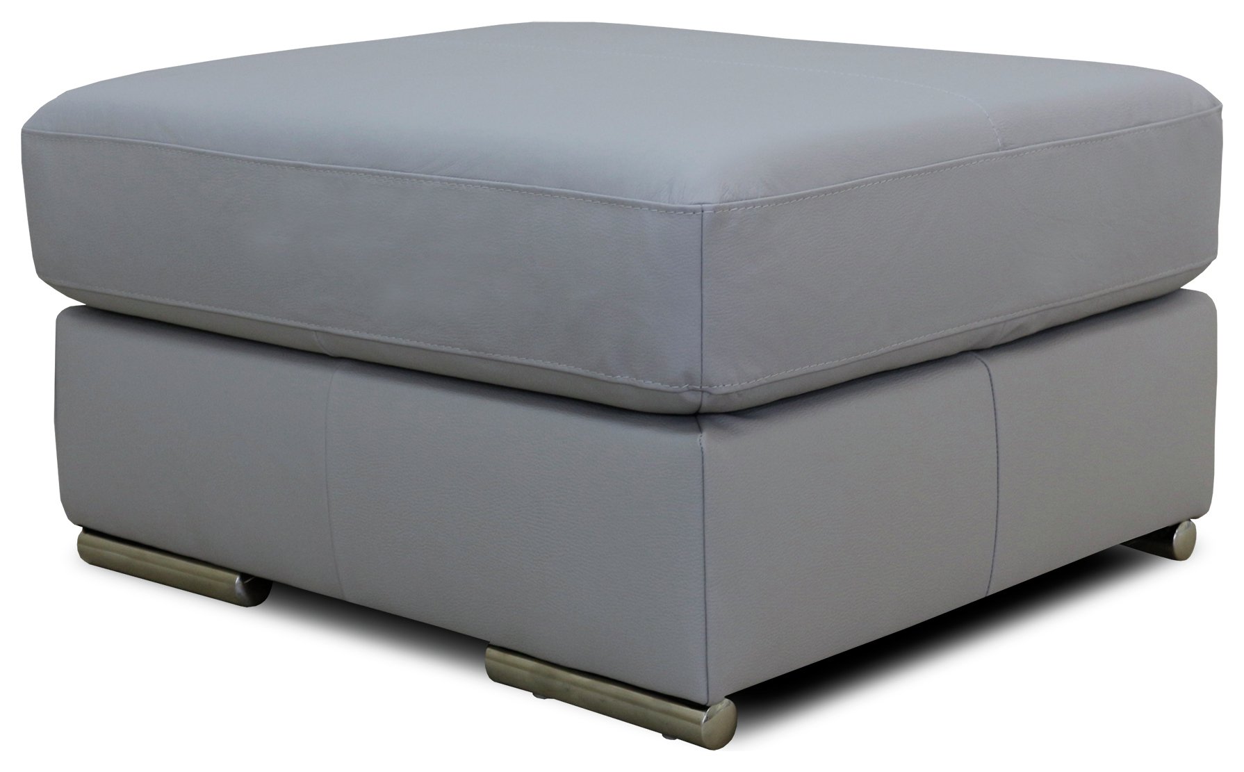 Argos Home Valenica Leather Ottoman Footstool - Grey