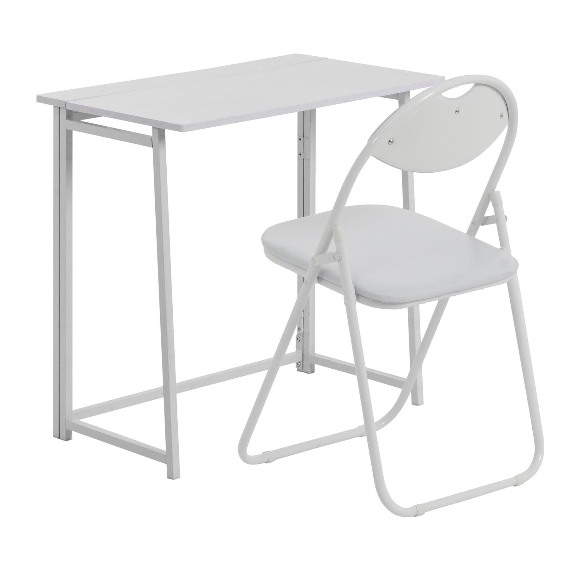 Harbour Housewares Deluxe Folding Wooden Desk & Chair Set - White/White
