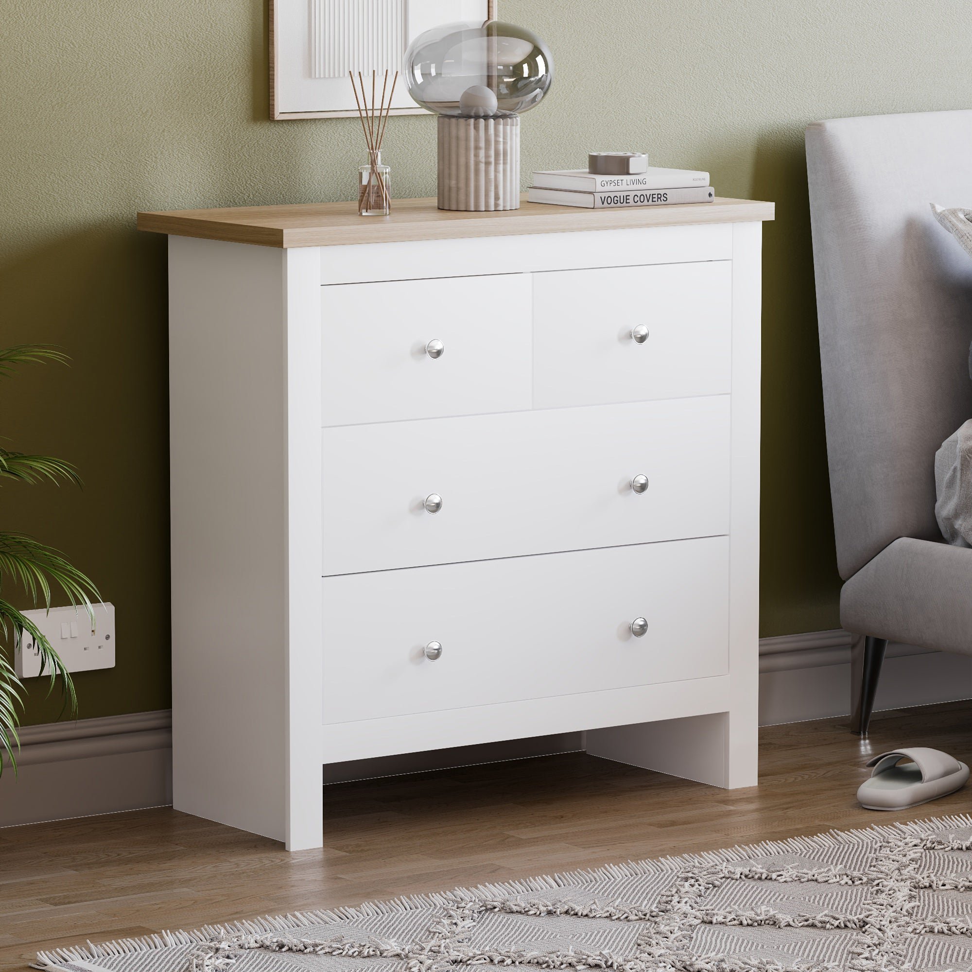 Vida Designs Arlington 2+2 Drawer Chest - White