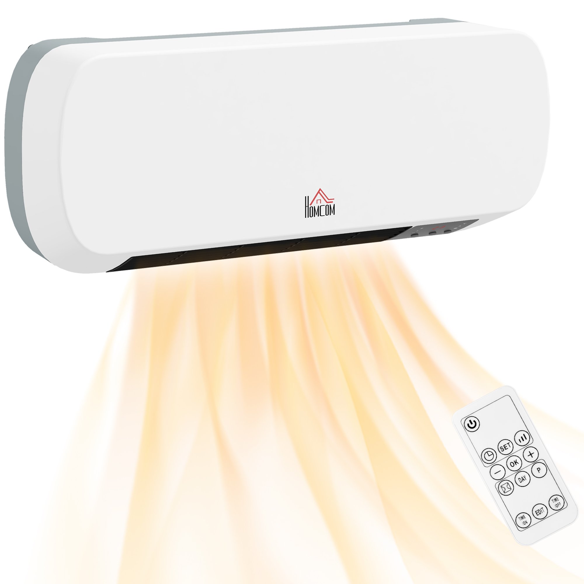 HOMCOM Wall Mounted Electric Heater with Remote Control - White