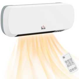 HOMCOM Wall Mounted Electric Heater with Remote Control - White