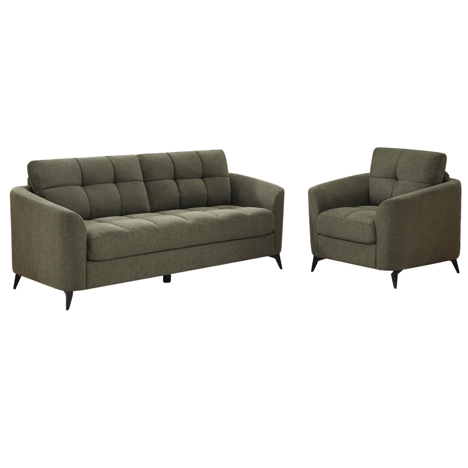 Furniture Online Solna Scandi Style Linen 1+3 Seater Sofa Set - Green