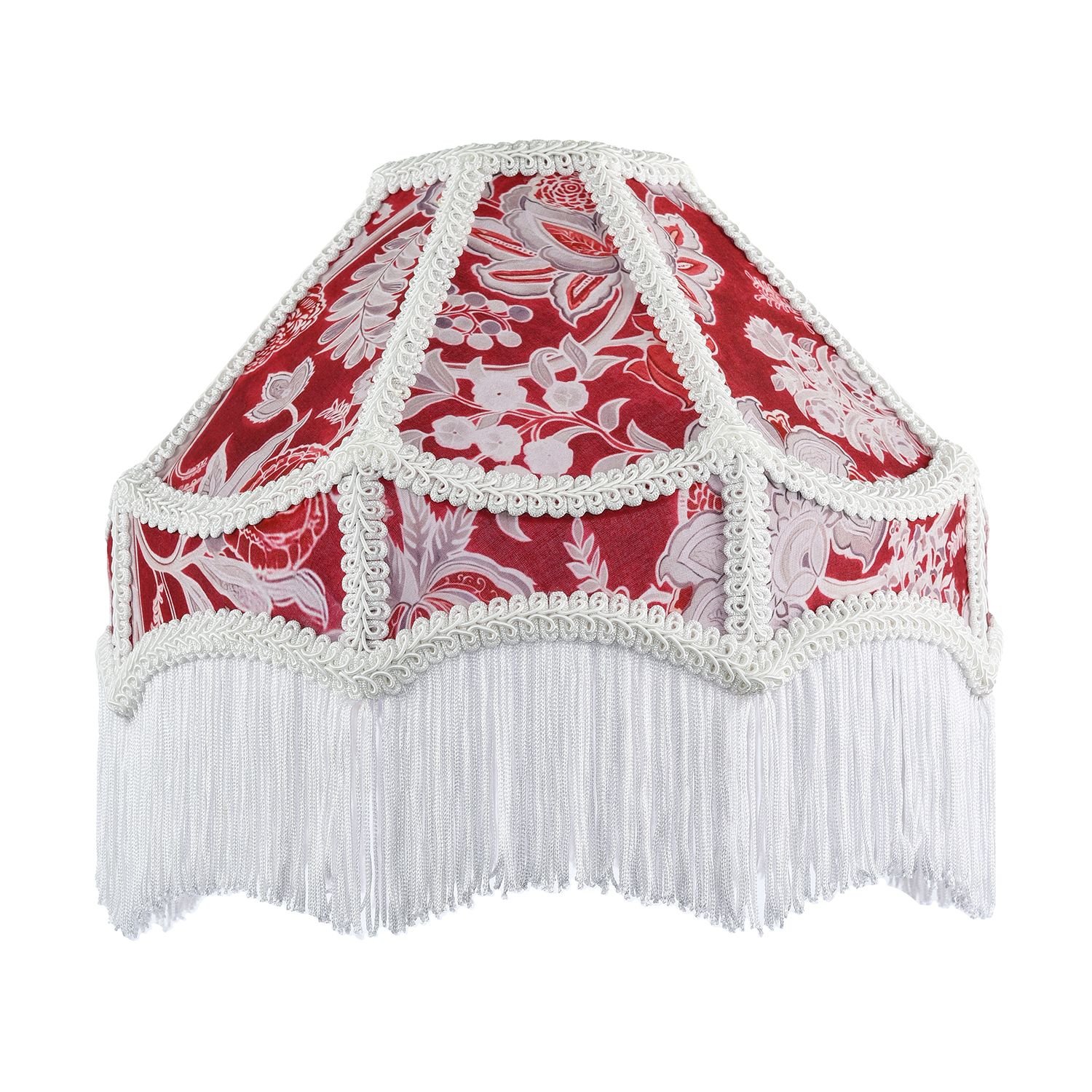 Happy Homewares Vintage Victorian Floral Pendant in Burgundy Lampshade - 30cm