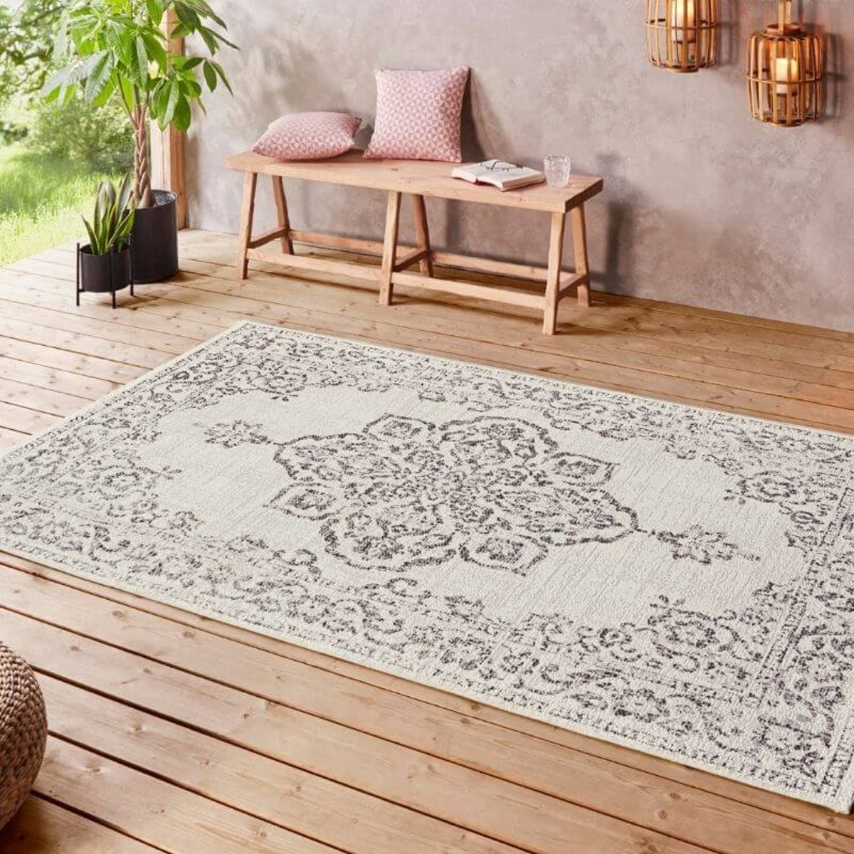 Hanse Home Grey Indoor Outdoor Tilos Vintage Oriental Rug - 120 x 170cm