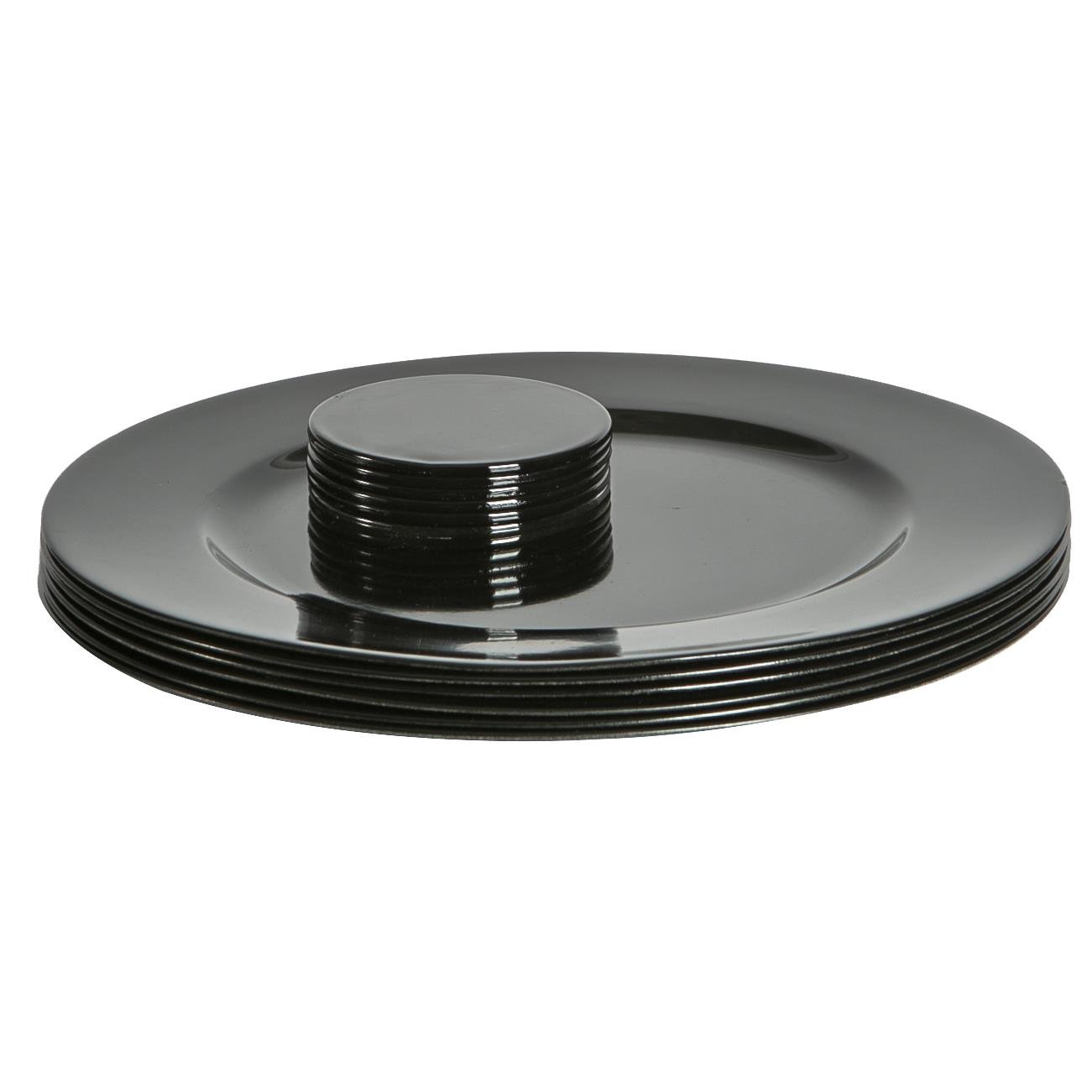Argon Tableware 12 Piece Metallic Charger Plates Set - Black