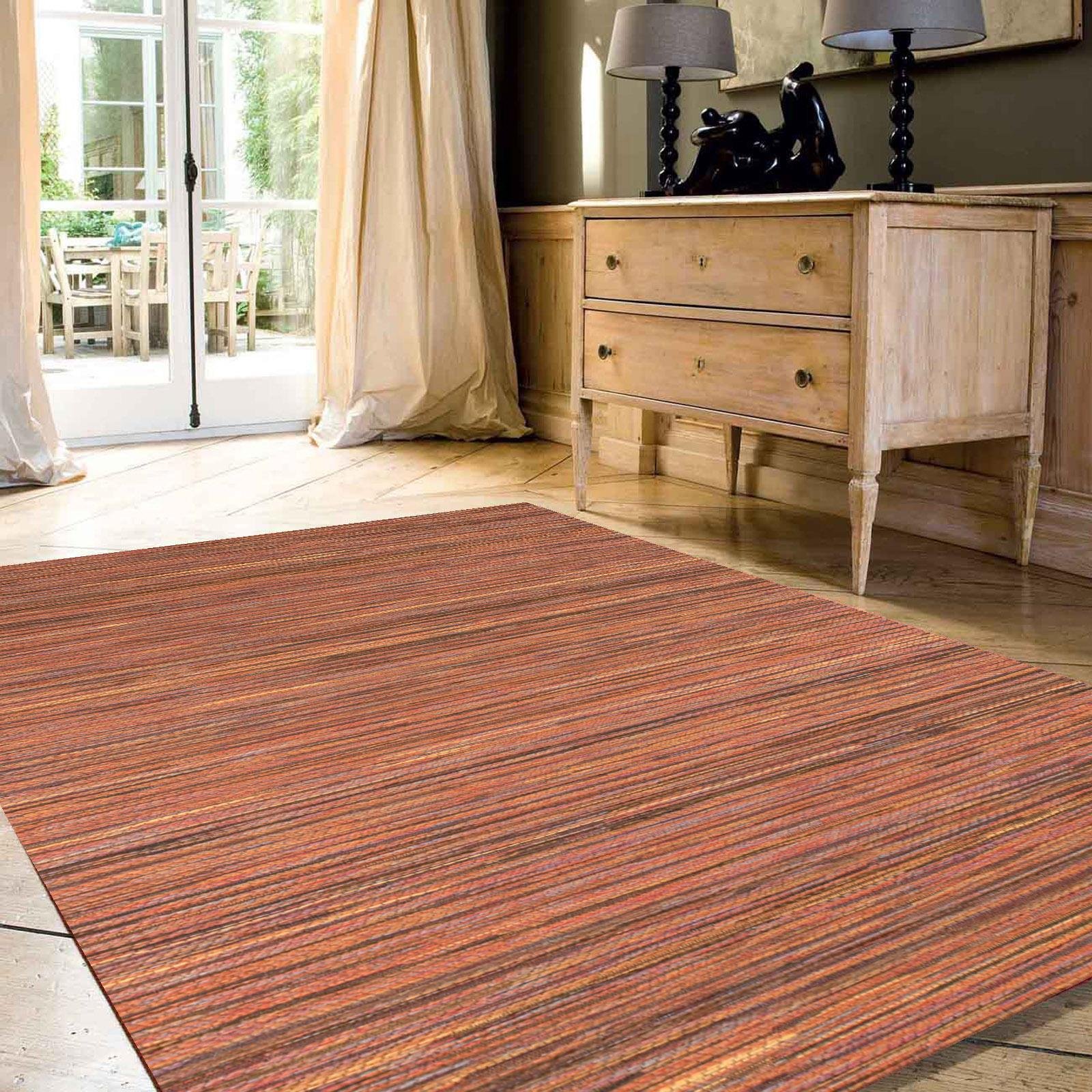 Mega Flooring Orange Modern Striped Rug - 60 x 110cm