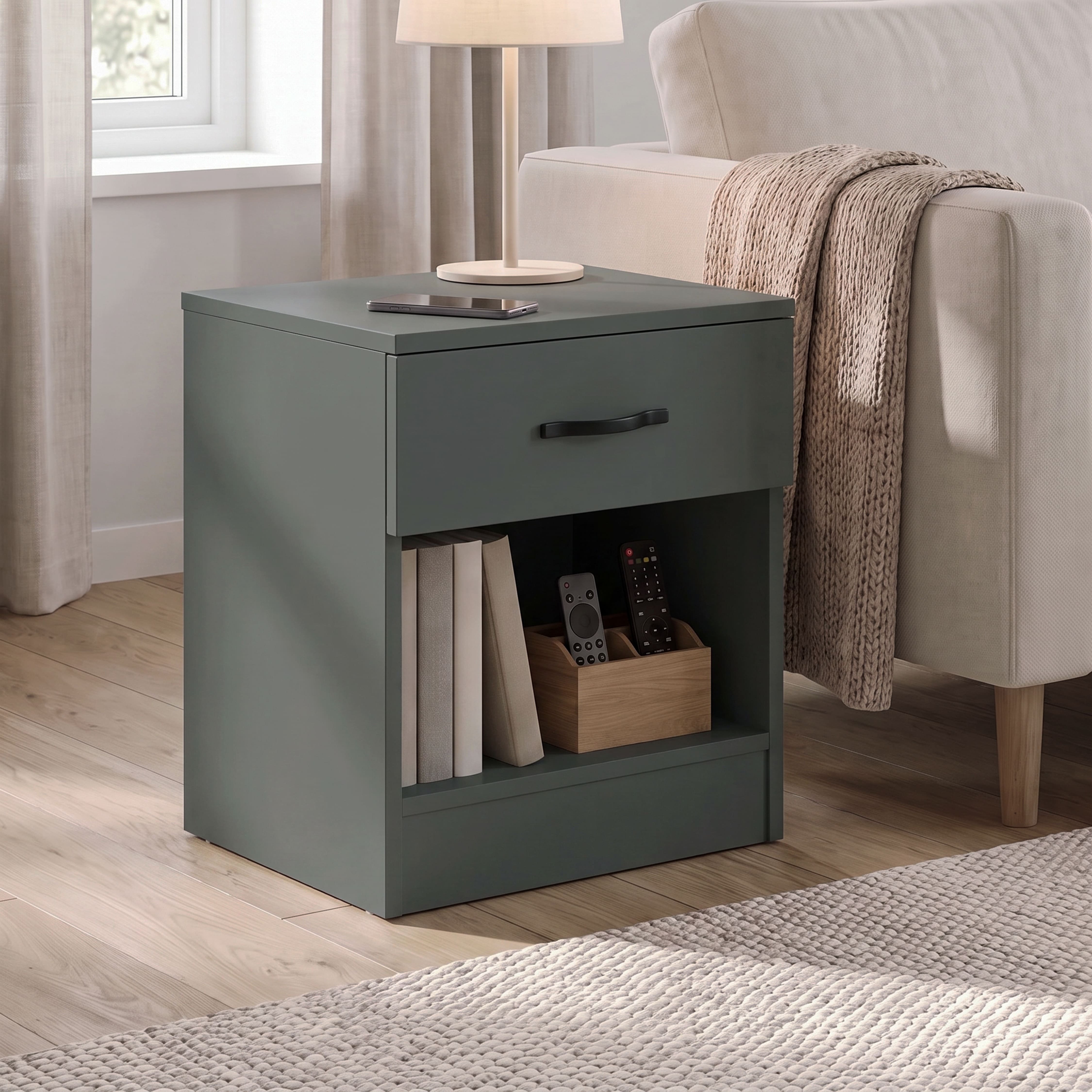 Vida Designs Riano 1 Drawer Bedside Chest - Green