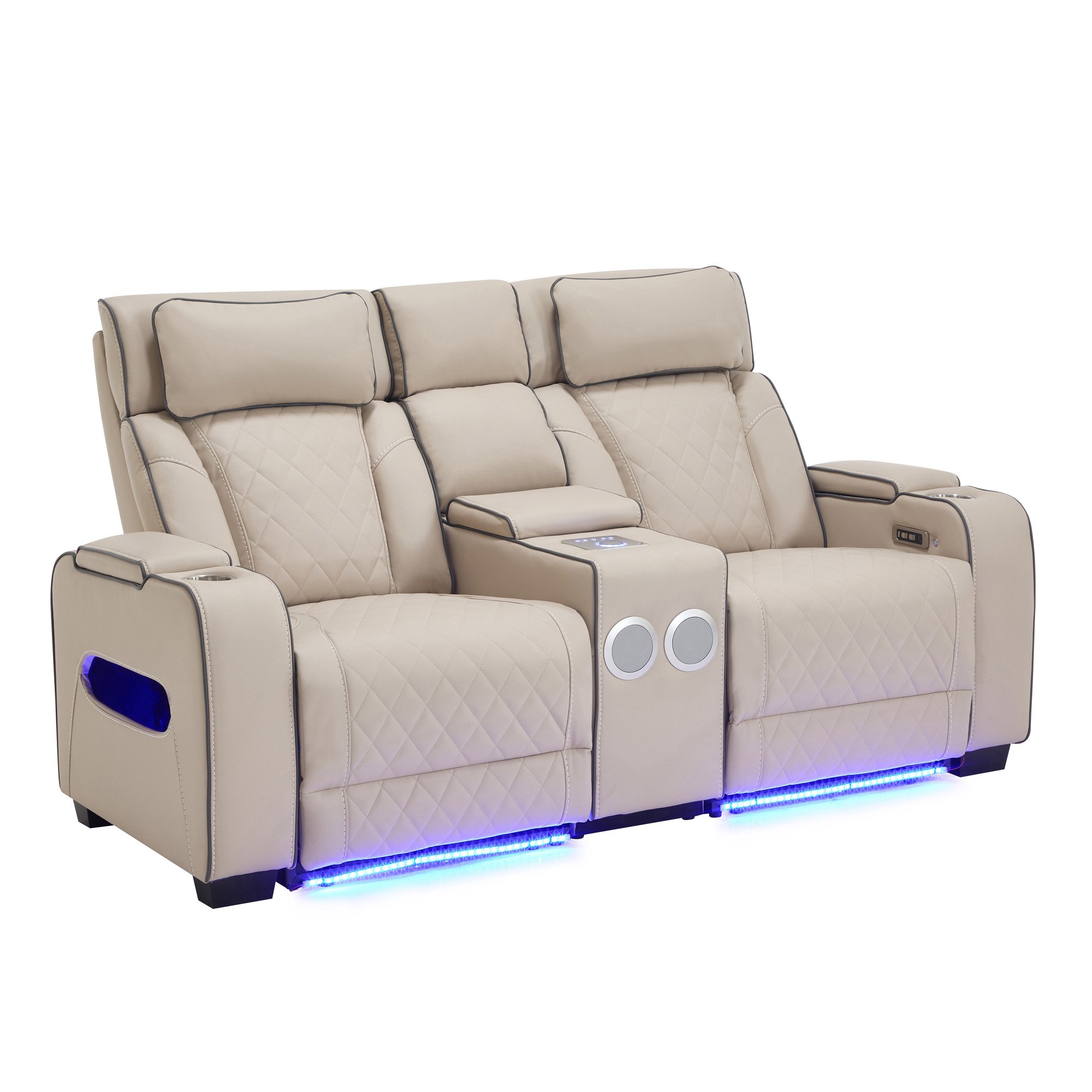 Furniture Online Capri Electric Recliner 2 Seater Leather Sofa – Beige
