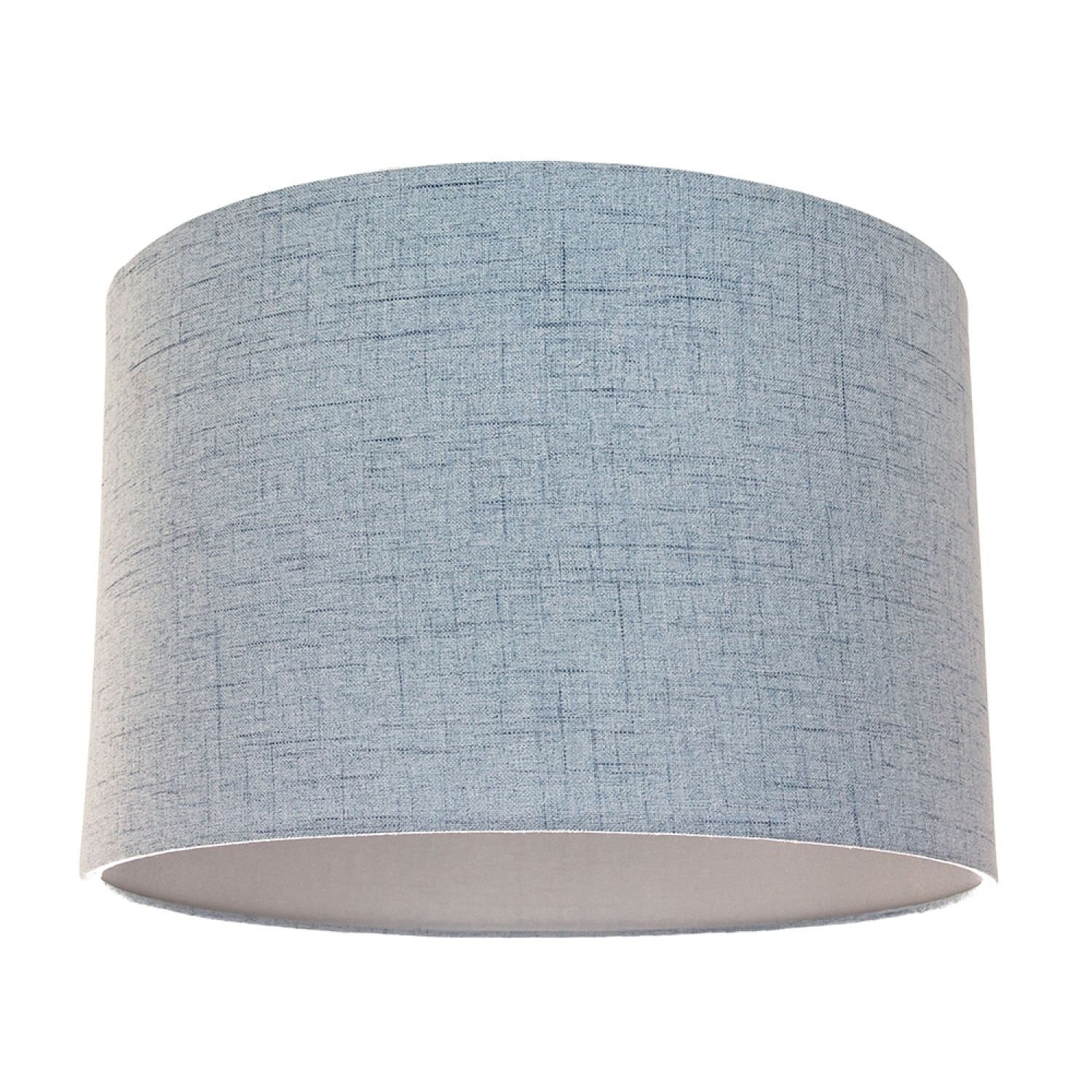 Happy Homewares Sleek Blue Textured Linen Fabric Drum Lampshade - 30cm
