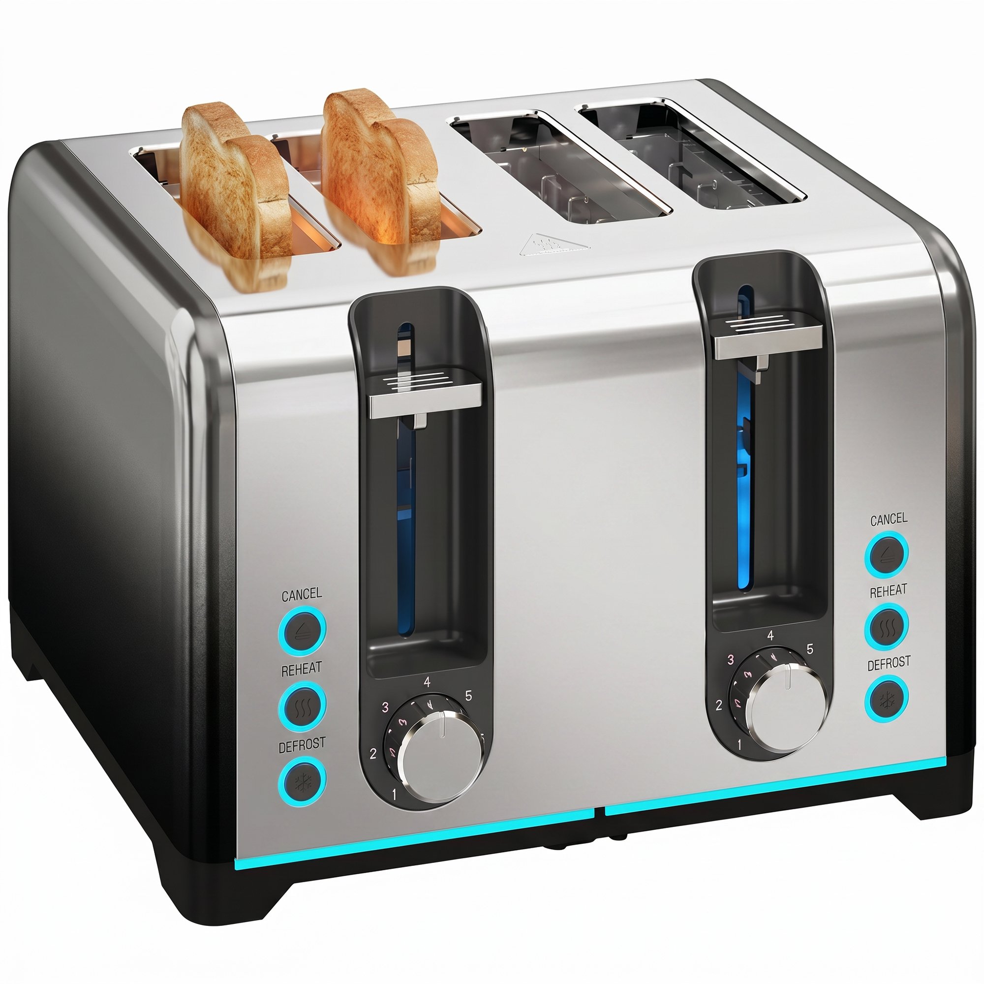 HOMCOM 4 Slice Toaster with 7 Browning Levels with Auto Shut Off - Black