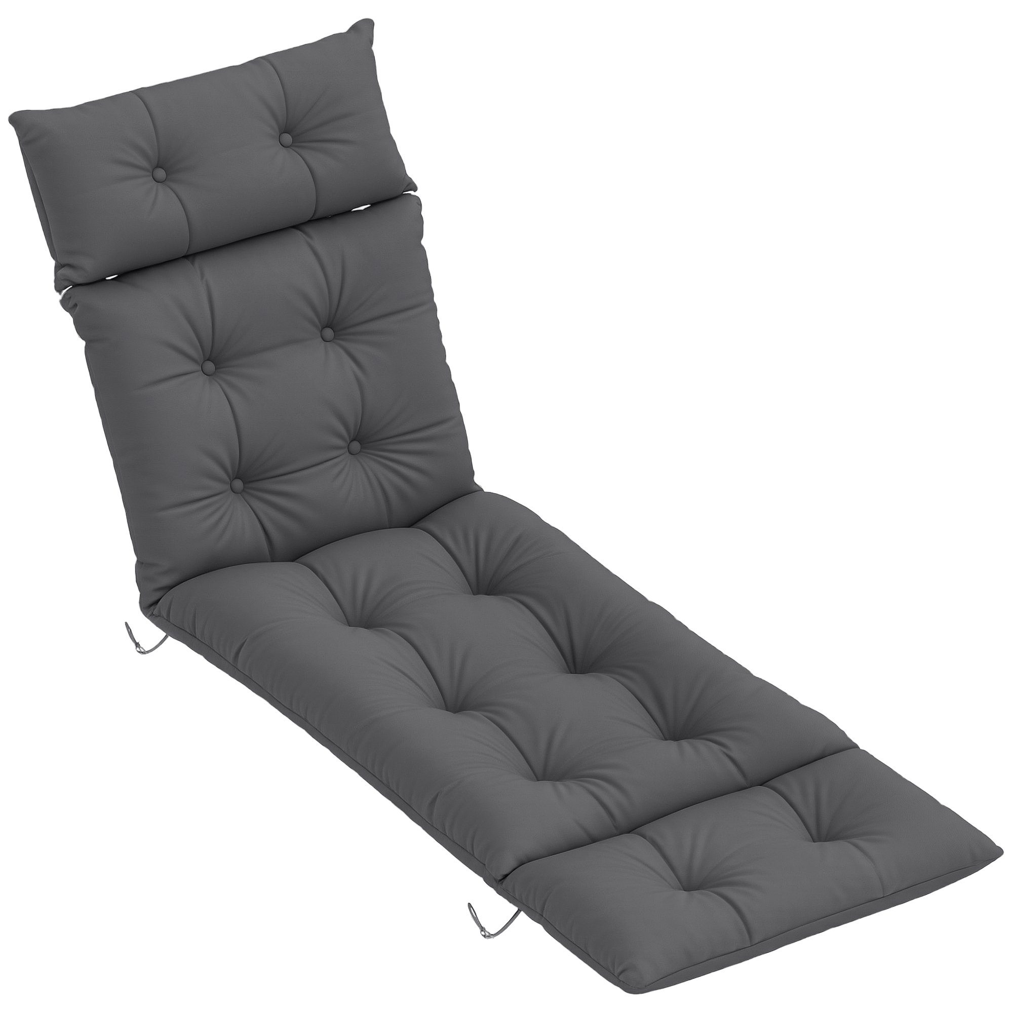 Outsunny Outdoor Sun Lounger Cushions with Ties - Dark Grey