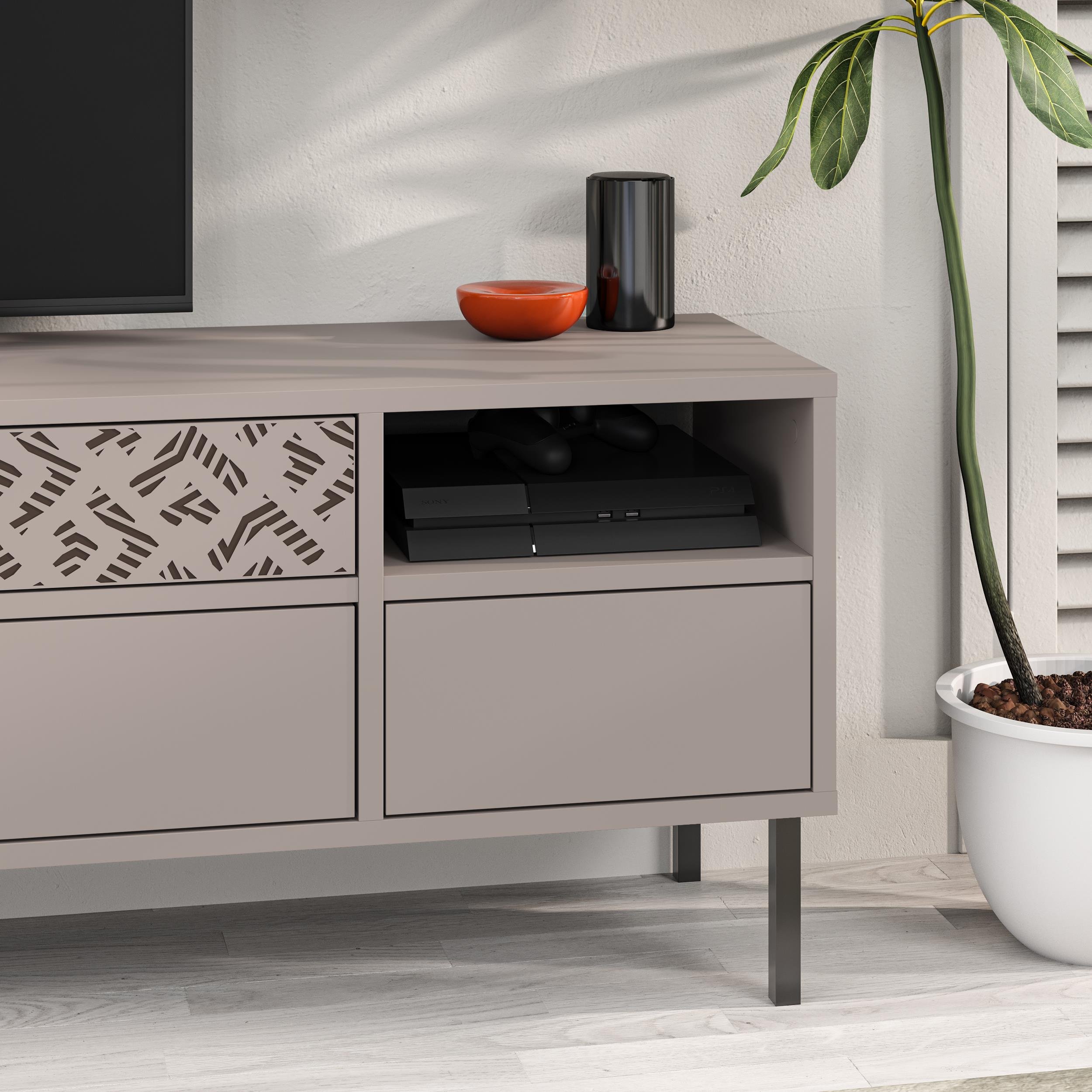 Decortie Heaton TV Unit particleboard and metal - Mocha