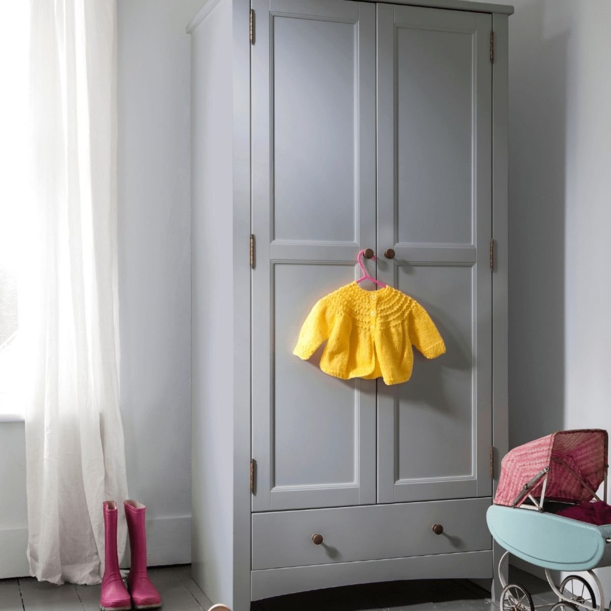 Noa & Nani Birte 2 Door Wardrobe With Drawer - Silk Grey