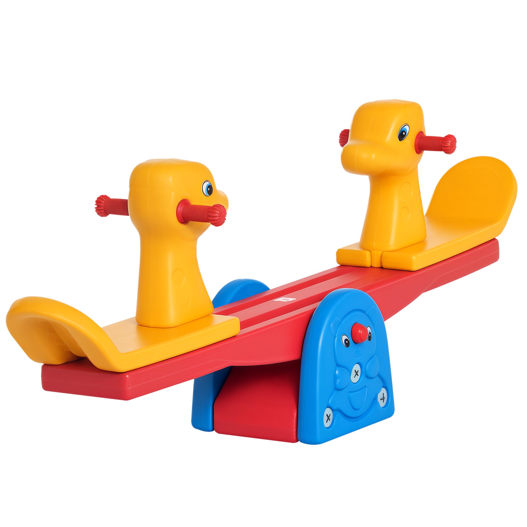 HOMCOM 2 Seat Easy Grip Handles Kids Seesaw - Multicolour