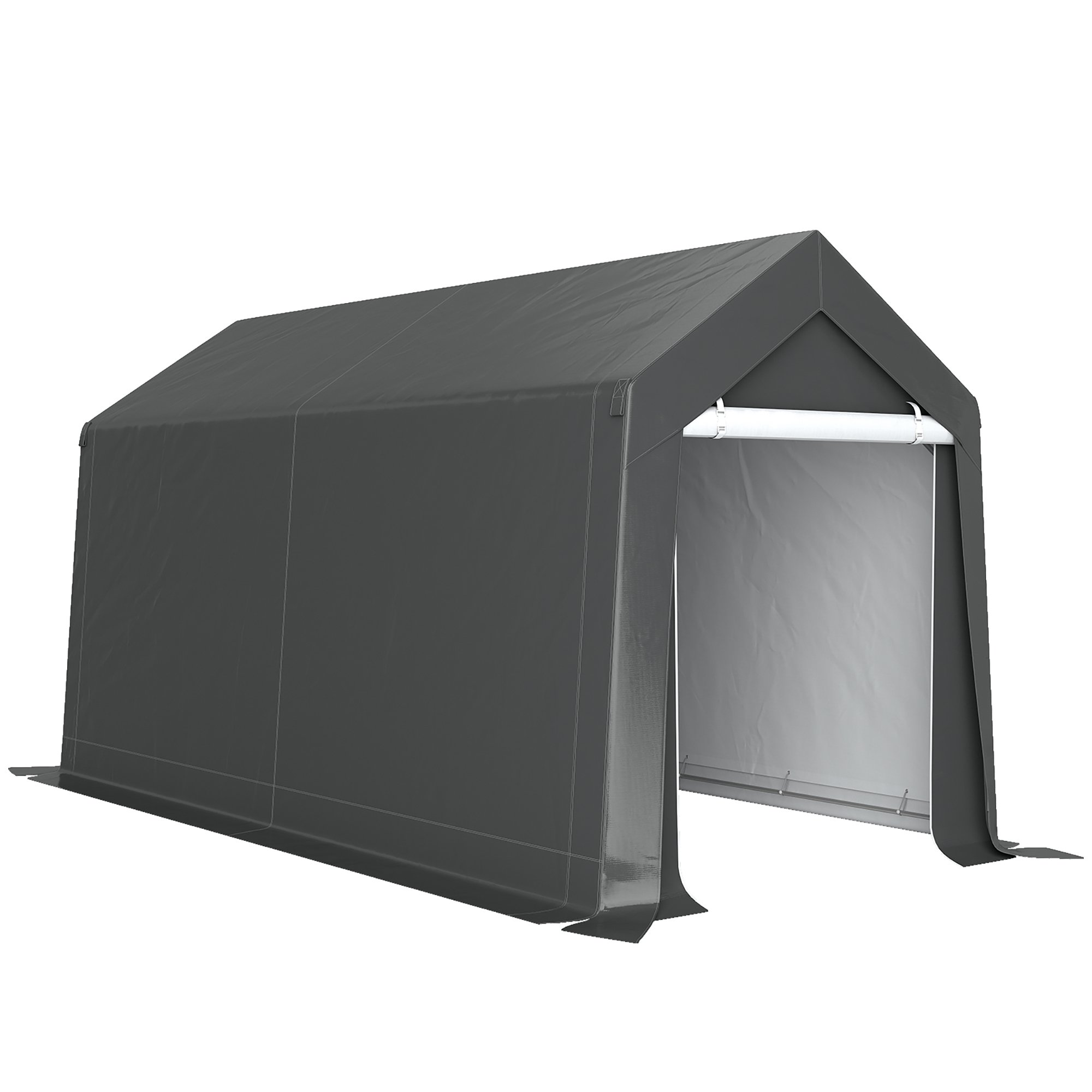 Outsunny Galvanised Steel Portable Garden Storage Tent - Dark Grey