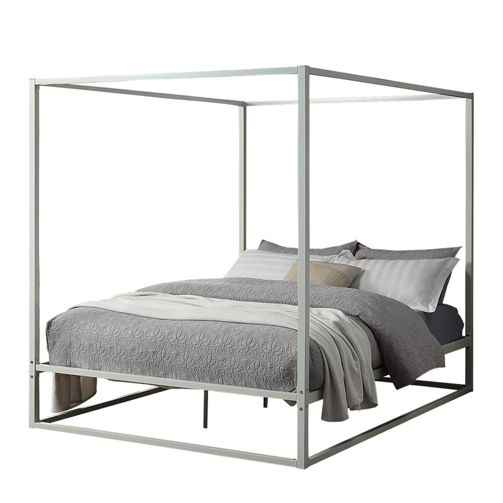 Slumberworks Ashwell Modern Metal Double Bed Frame – White