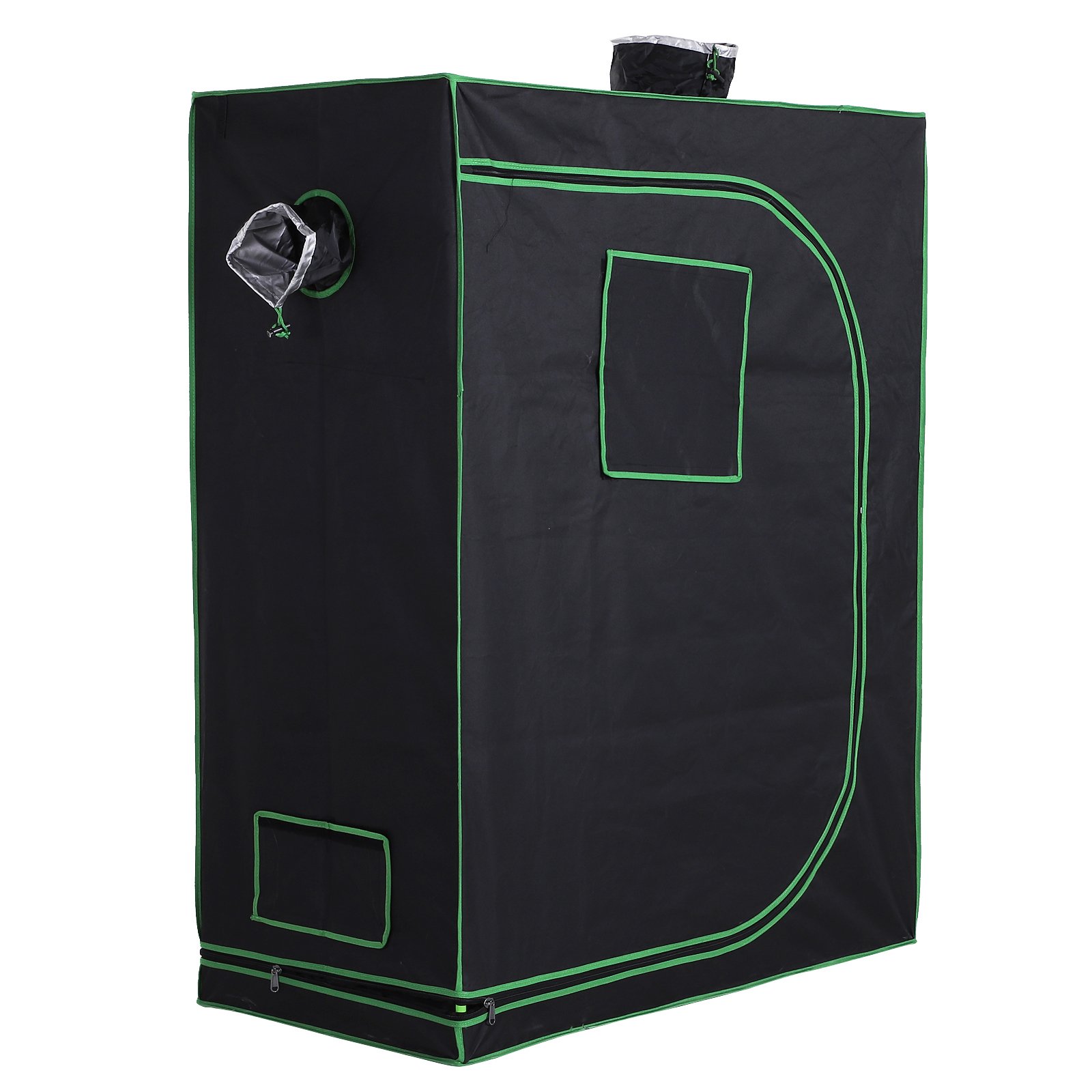 Outsunny Reflective Mylar Hydroponic Grow Tent with Zippers – Black