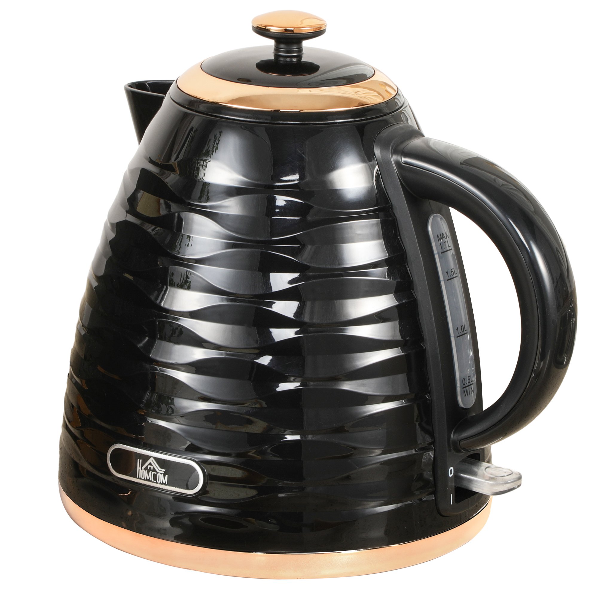 HOMCOM Cordless Electric Kettle - Black Water Ripple Texture