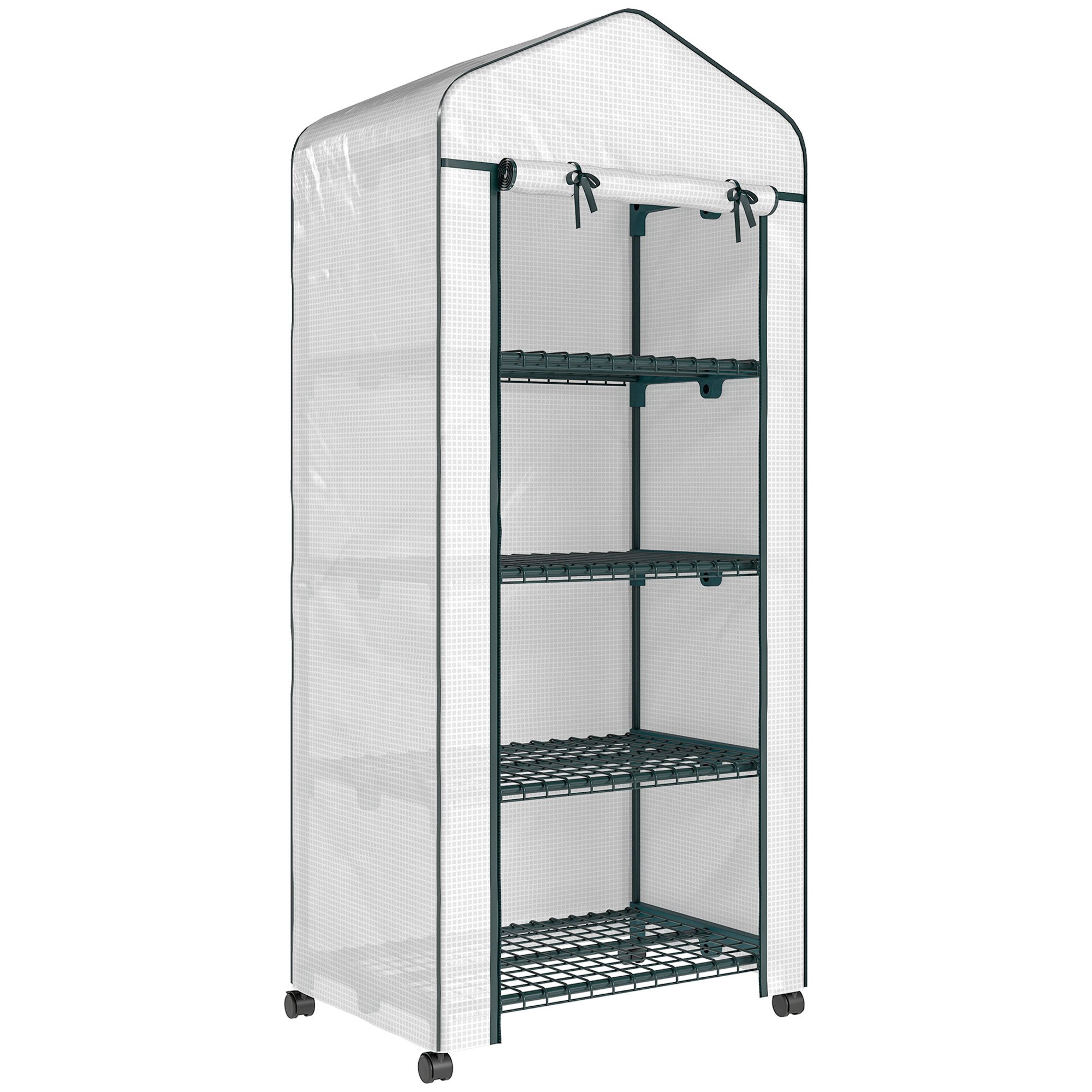 Outsunny 4 Tier Metal Frame Mini Greenhouse - White