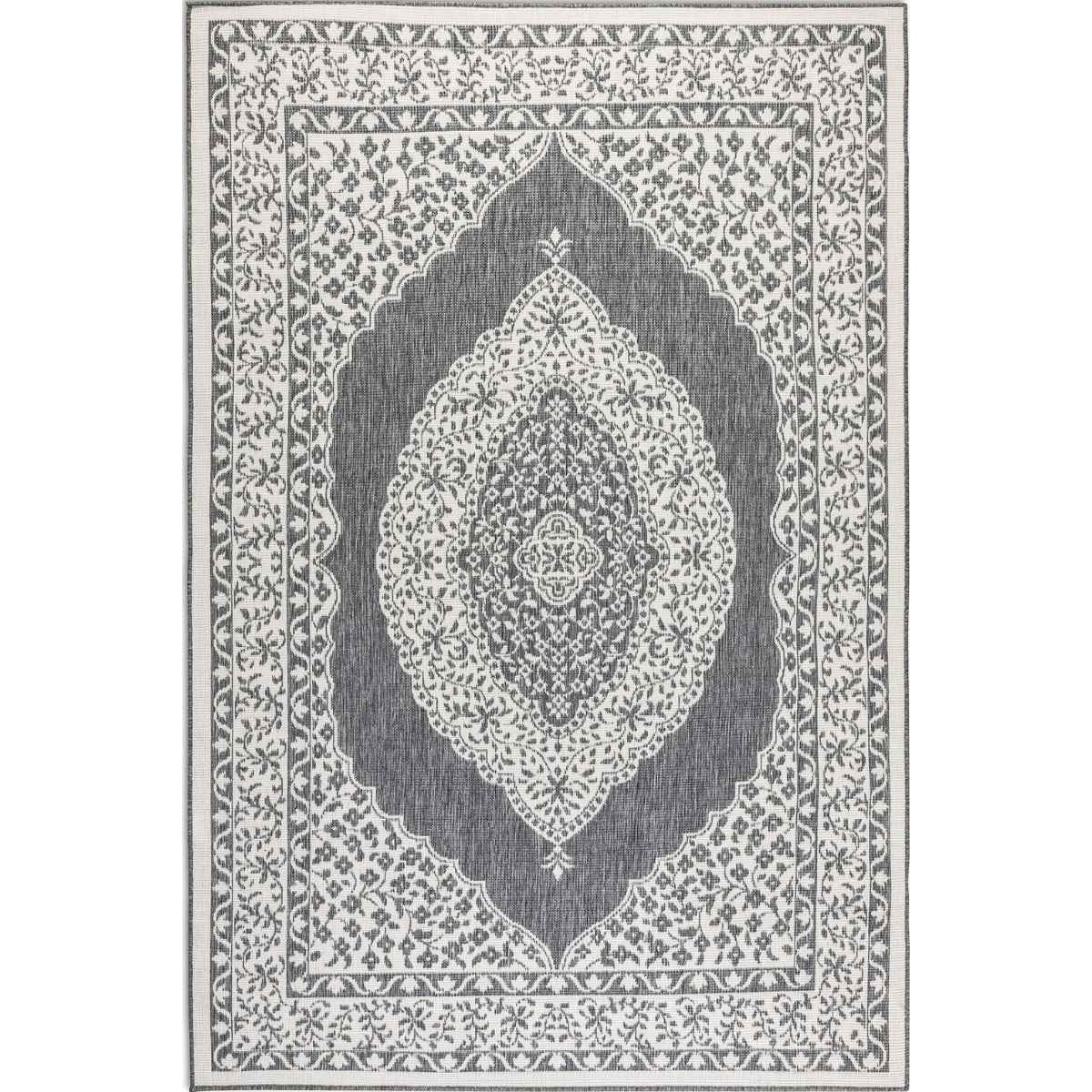 Hanse Home Grey Gemini Medallion Reversible Outdoor Rug - 80 x 150cm