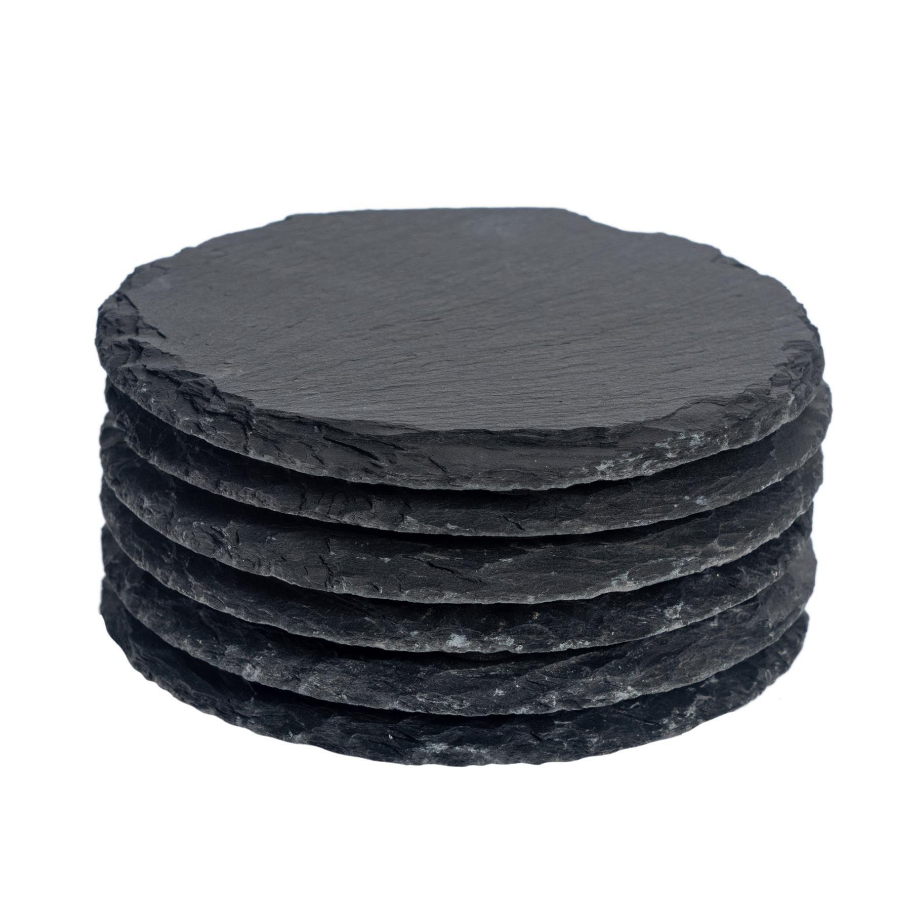 Argon Tableware Round Slate Coasters - Pack of 6