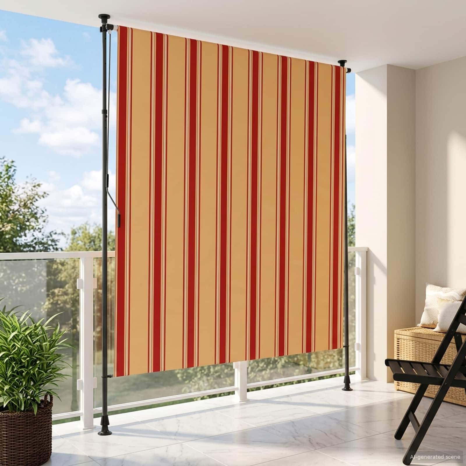 Walplus Polyester Outdoor Roller Blind - Multicolour - 200 x 270 cm