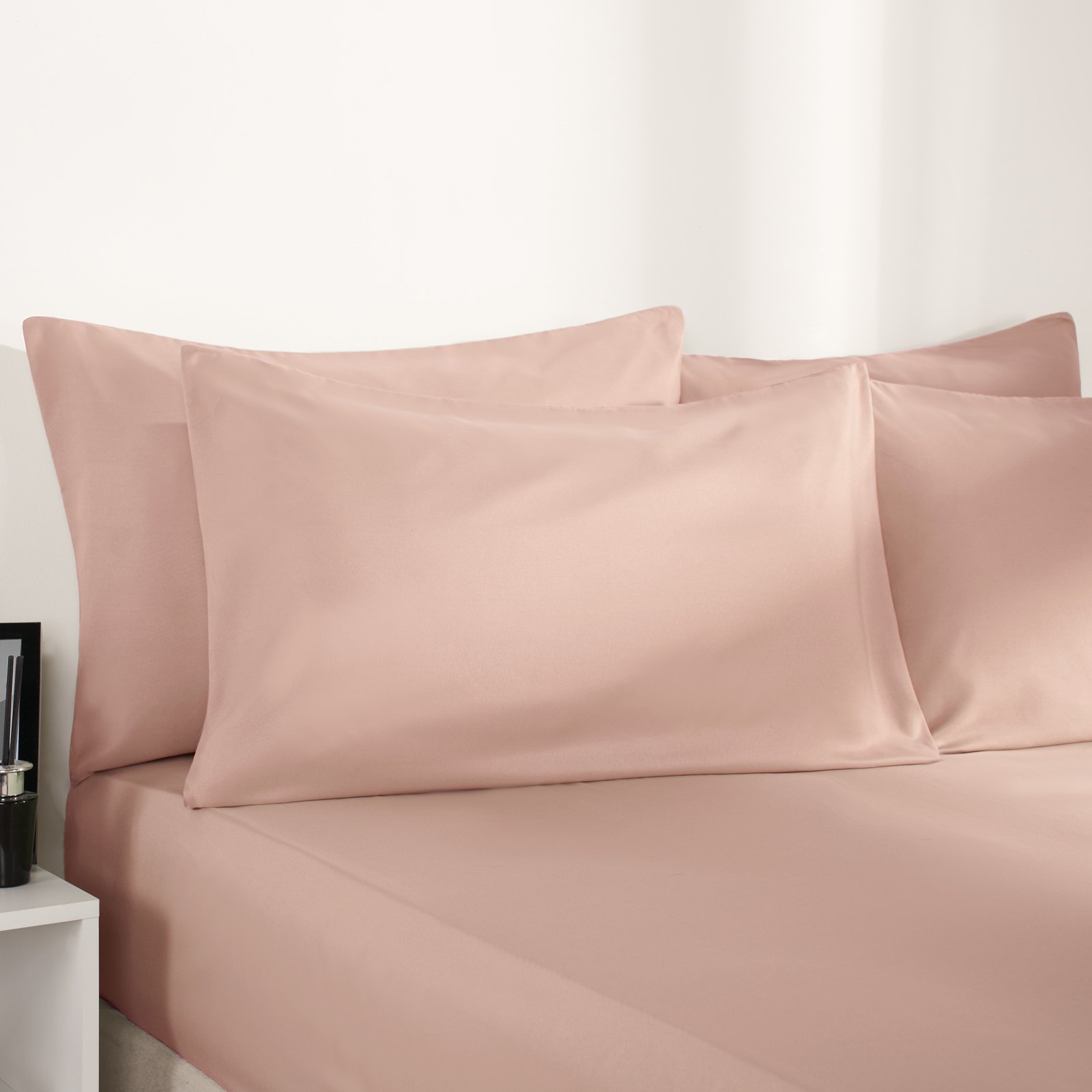 OHS Plain Dyed Microfibre Fitted Bed Sheet Blush - Double