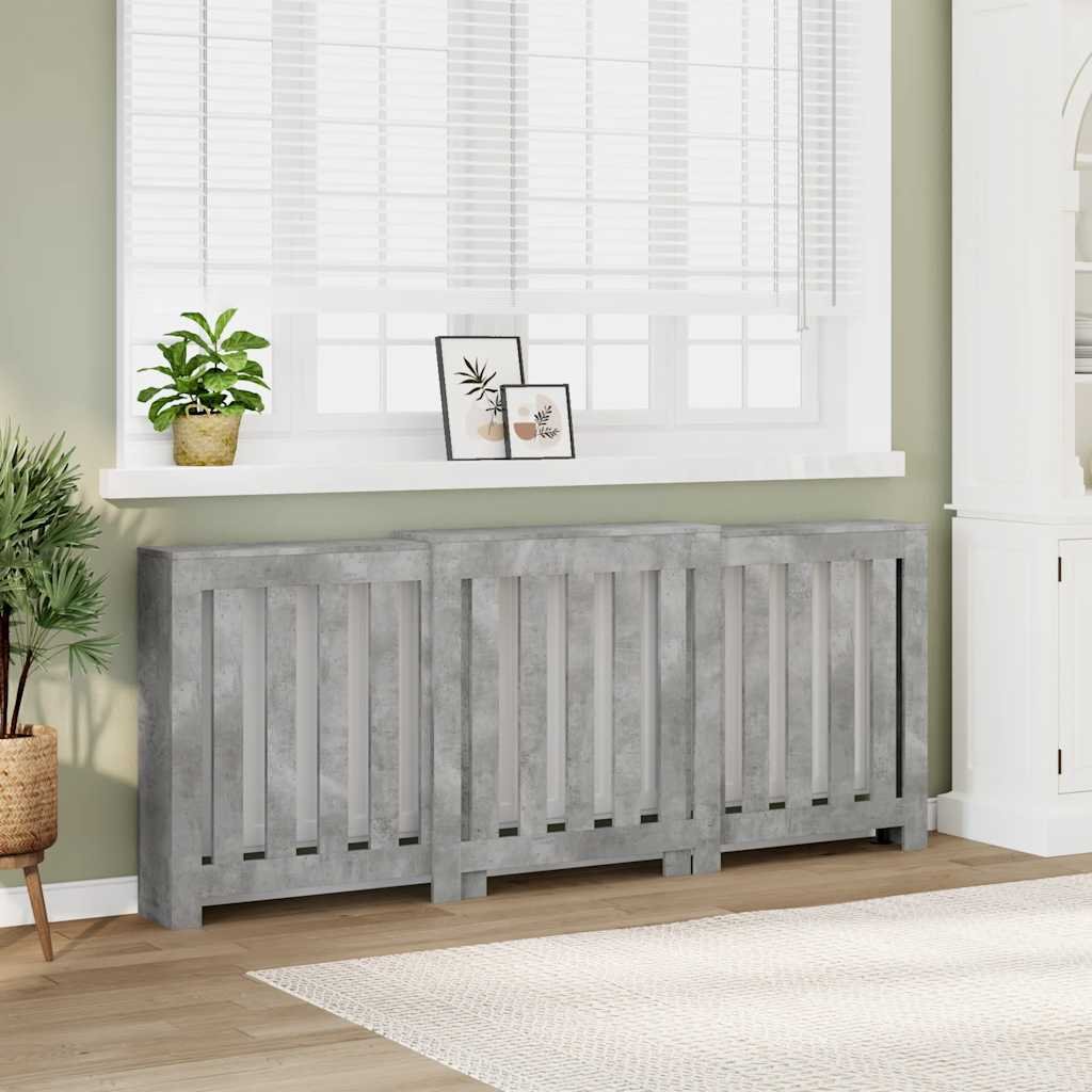 Walplus Vertical Slats Radiator Cover - Concrete Grey - 205 x 21.5 x 83.5 cm